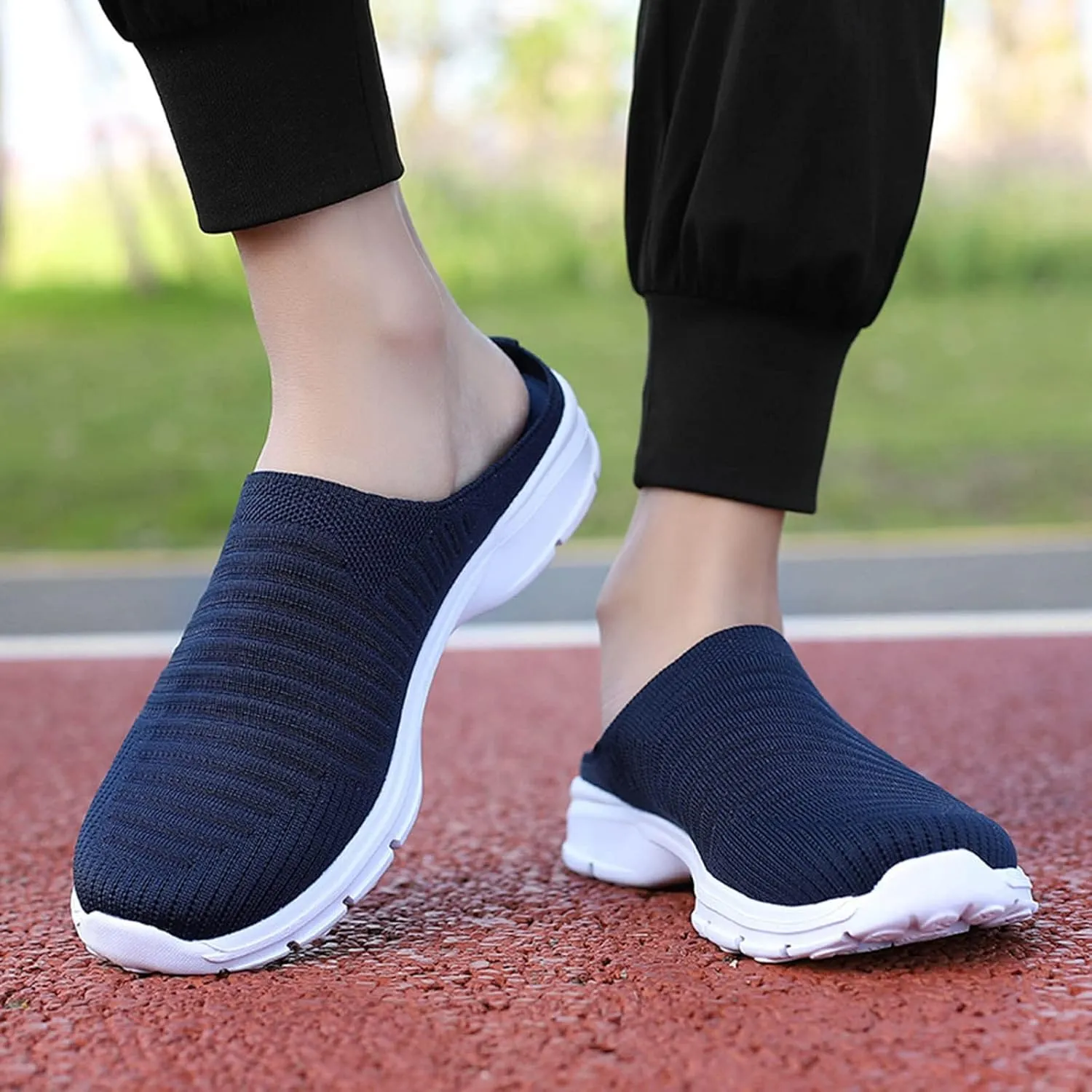 Women's Backless Slip on Mesh Sneakers Shoes Womens Tennis Shoes Loafers Black Casual Shoes Women's Fashion Sneakers Brown Tennis Shoe Loafers Shoe