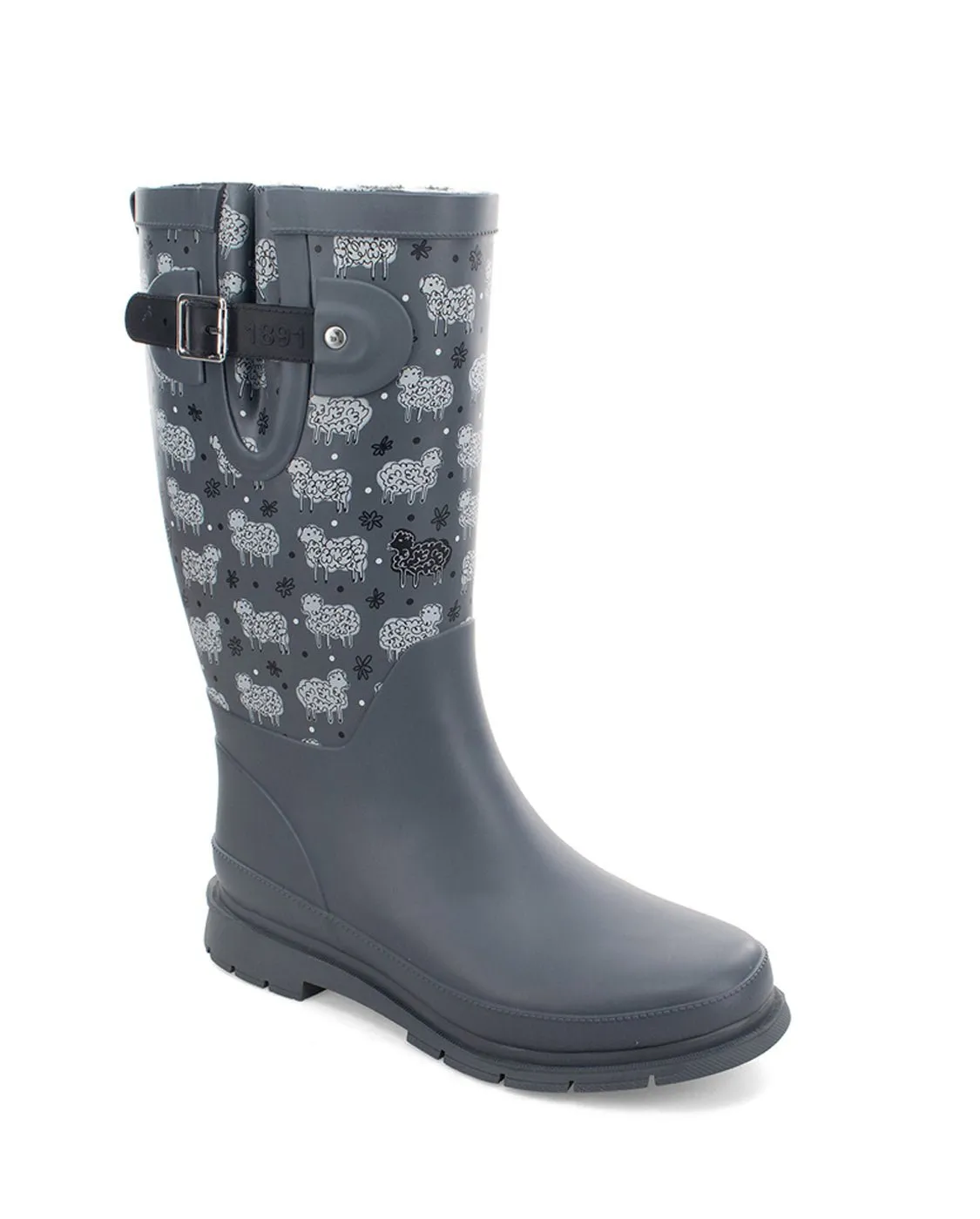 Women's Black Sheep Faux Fur Tall Rain Boot - Gray