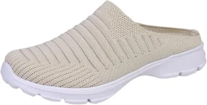 Womens Breathable Mesh Walking Mules Sneakers Womens Running Shoes Mesh Breathable Casual Tennis Shoes White Platform Sneakers Slip On Tennis Shoe Cross Trainer Shoe