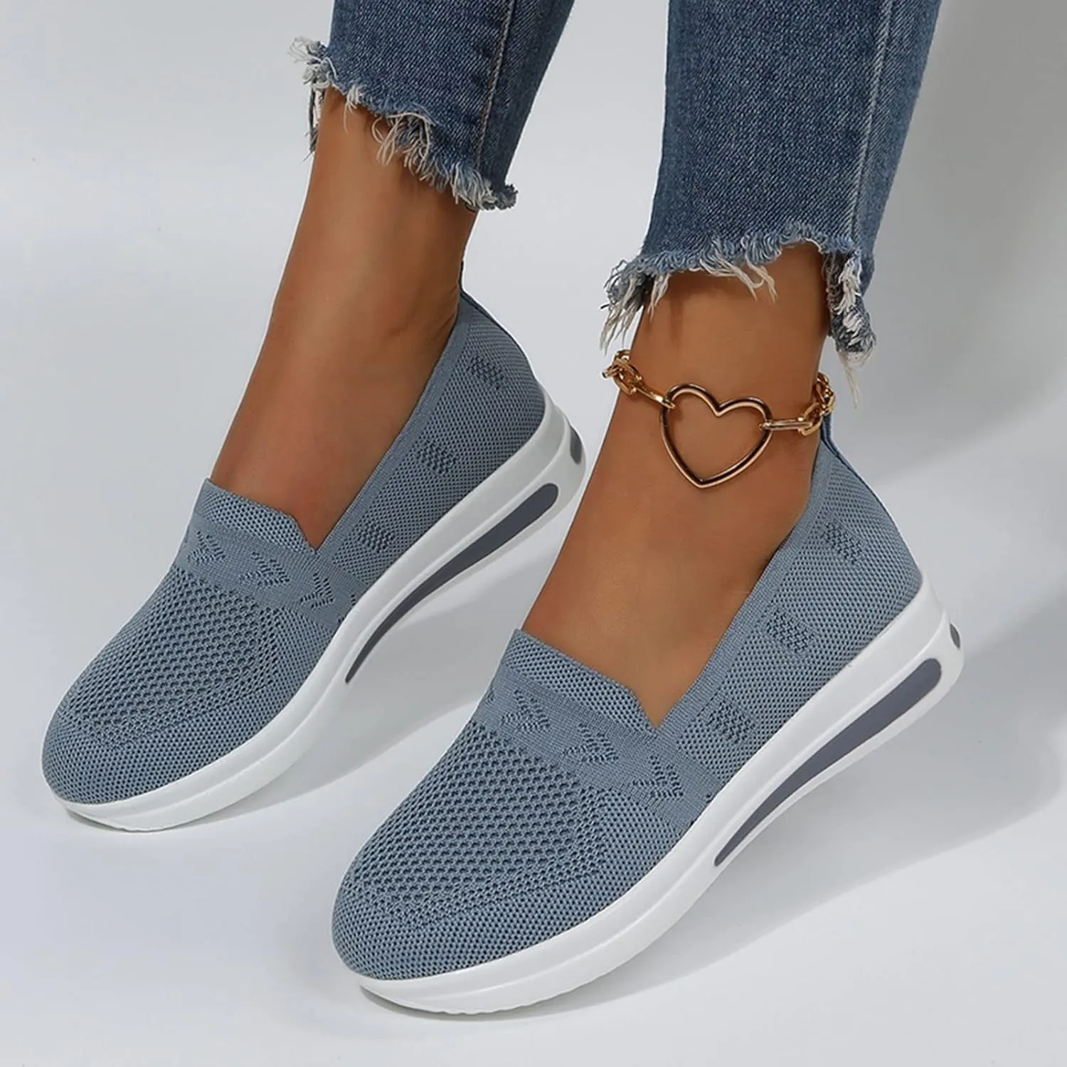 Womens Casual Slip On Loafers Comfortable Walking Shoes Lightweight Canvas Sneakers Flat Non Slip Flats