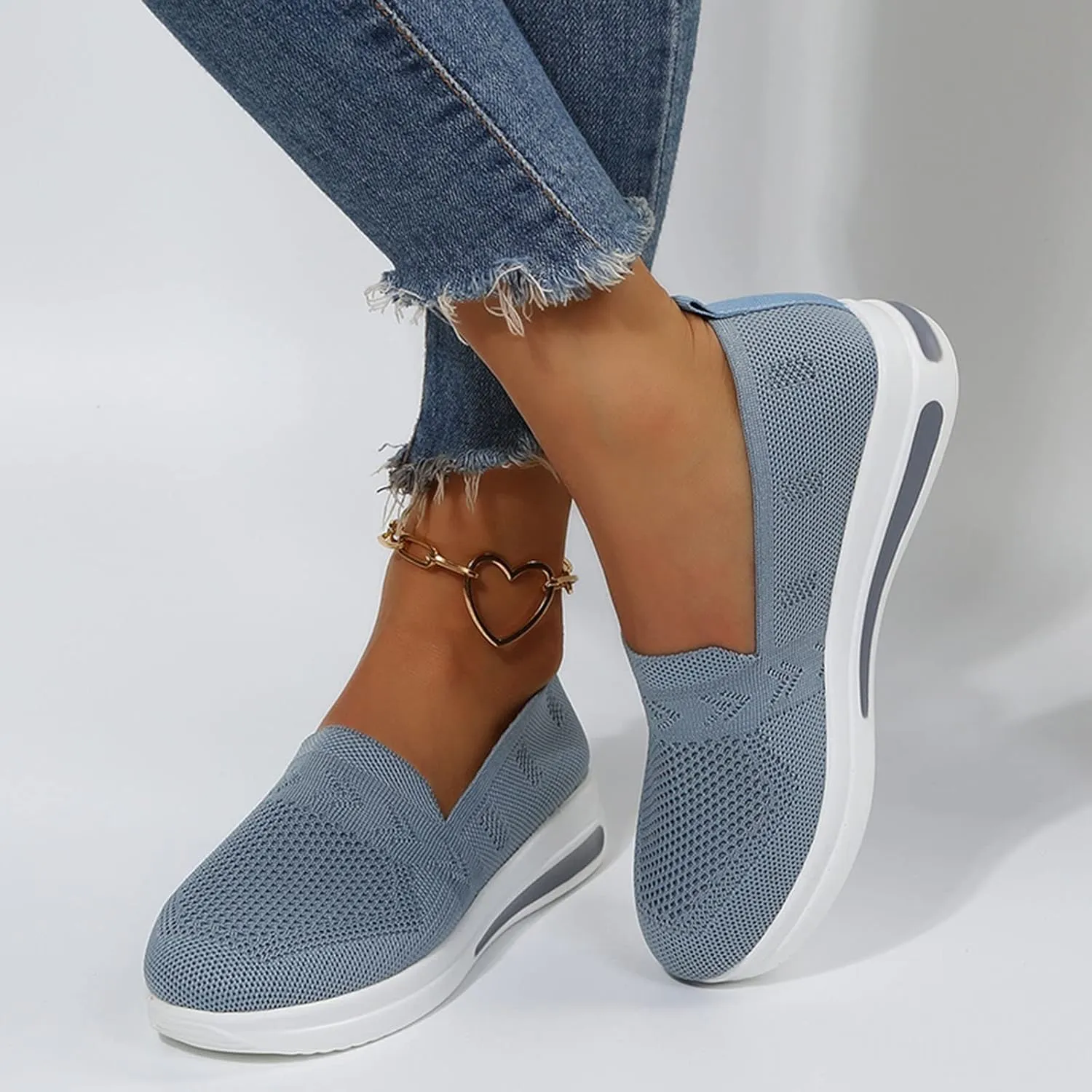 Womens Casual Slip On Loafers Comfortable Walking Shoes Lightweight Canvas Sneakers Flat Non Slip Flats