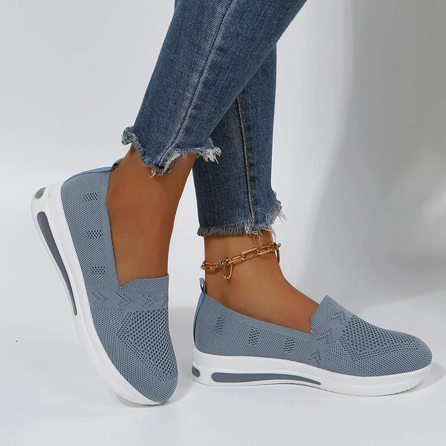 Womens Casual Slip On Loafers Comfortable Walking Shoes Lightweight Canvas Sneakers Flat Non Slip Flats