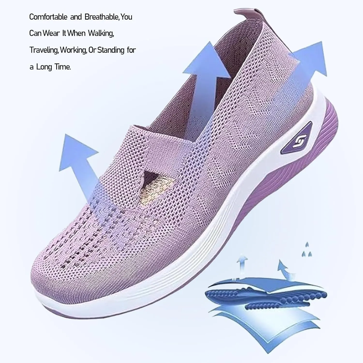 Women's Comfy Orthopedic Walking Shoes, 2025 New Orthopedic Comfortable Mesh Breathable Slip On Arch Support Non-Slip Sneakers