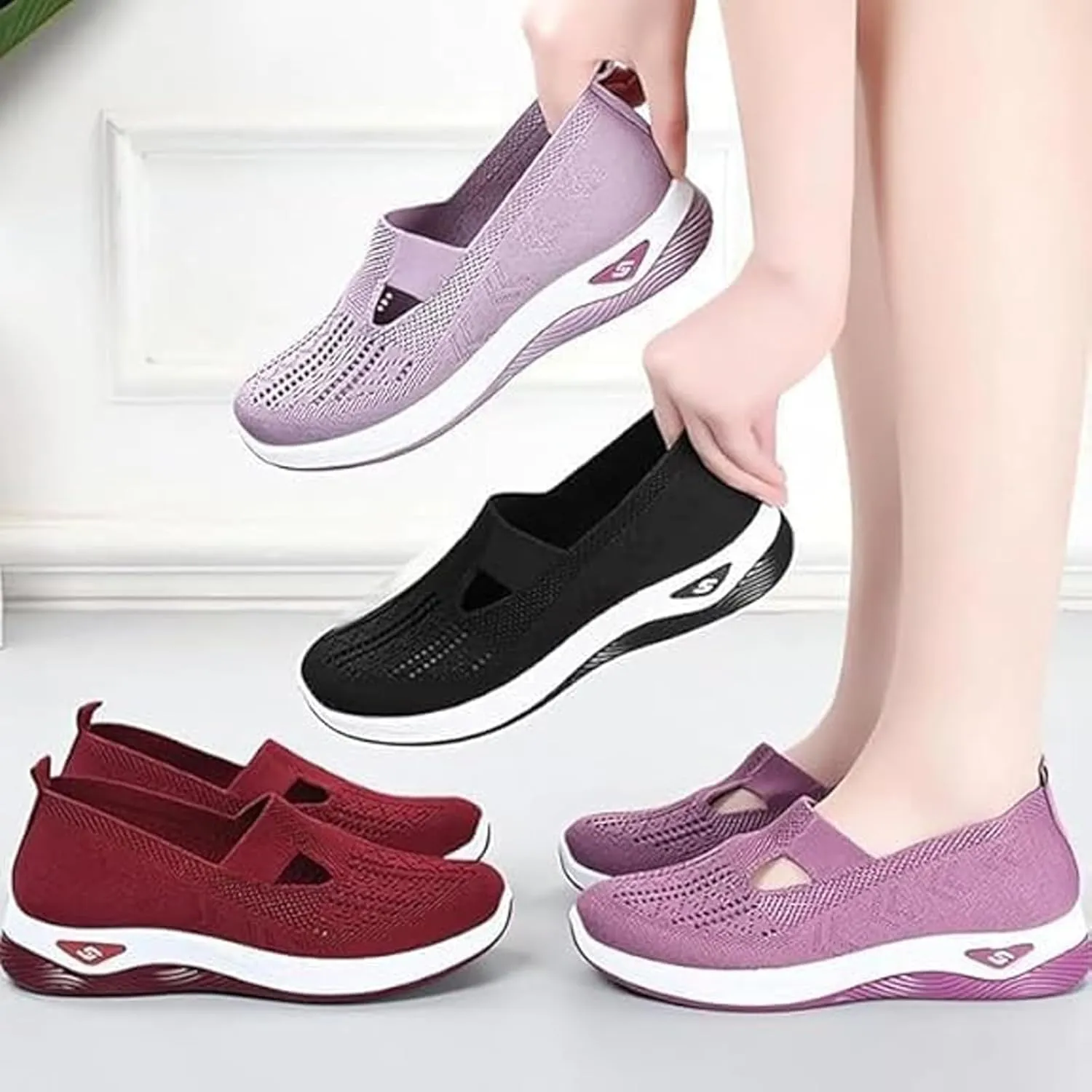 Women's Comfy Orthopedic Walking Shoes, 2025 New Orthopedic Comfortable Mesh Breathable Slip On Arch Support Non-Slip Sneakers