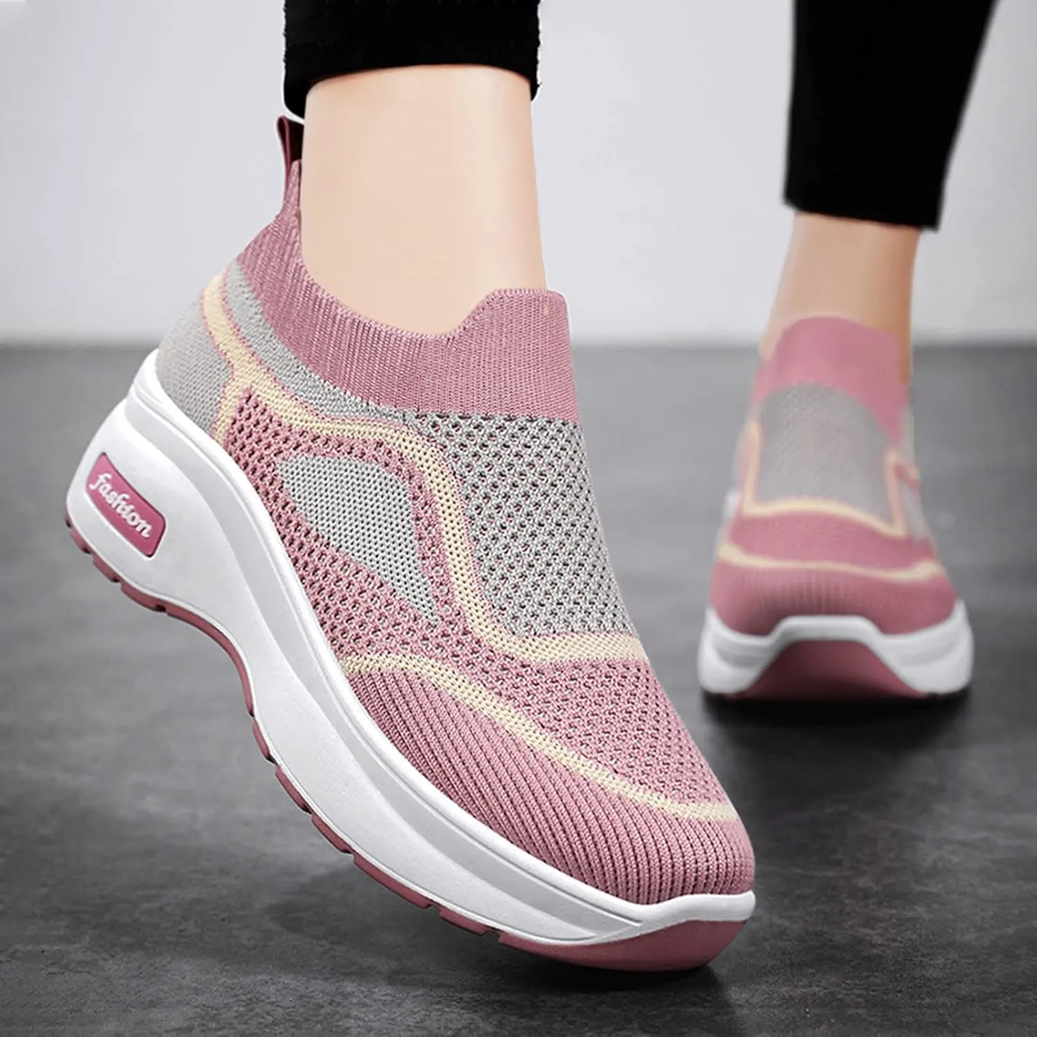 Womens Elastic Slip On Shoes Casual Comfortable Walking Sneakers Lightweight Canvas Flats Non Slip Loafers