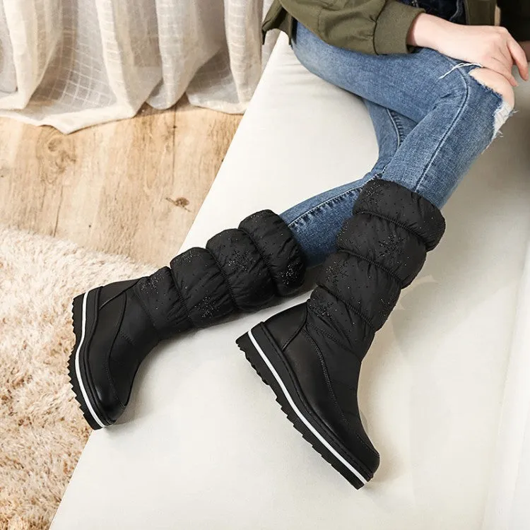 Women's Heels Water Proof Winter Down Mid Calf Snow Boots