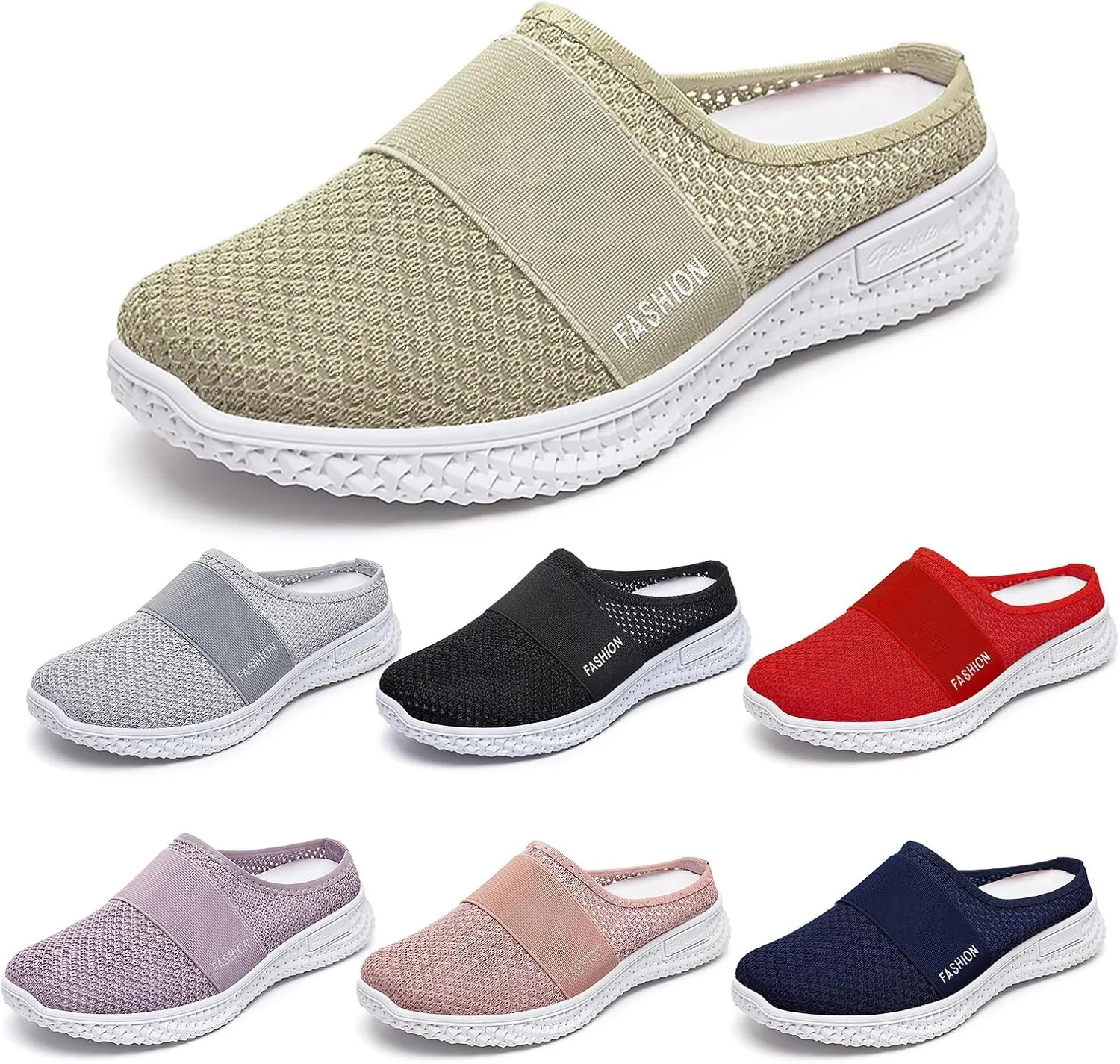 Womens Mesh Mules Slip On Shoes Light Open Back Shoes Comfort Walking Shoes Lightweight Breathable Gardening Clog Water Shoes Casual Slipper Beach Sandals Closed Toe Slides