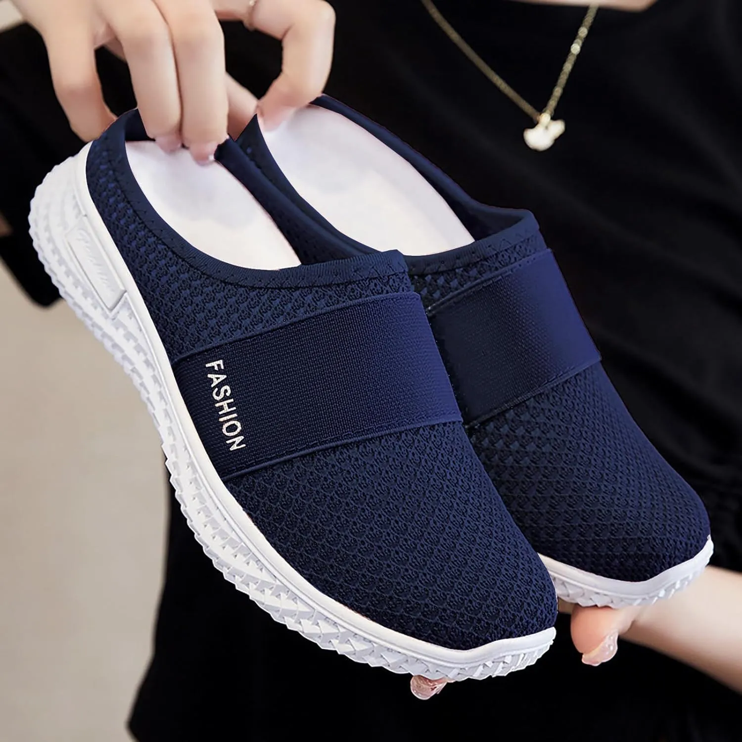 Womens Mesh Mules Slip On Shoes Light Open Back Shoes Comfort Walking Shoes Lightweight Breathable Gardening Clog Water Shoes Casual Slipper Beach Sandals Closed Toe Slides