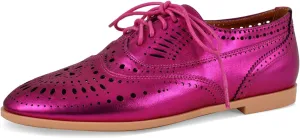 Women's Metallic Leather Oxfords Perforated Lace-up Wingtips Flats Chic Casual Brogue Dress Shoes