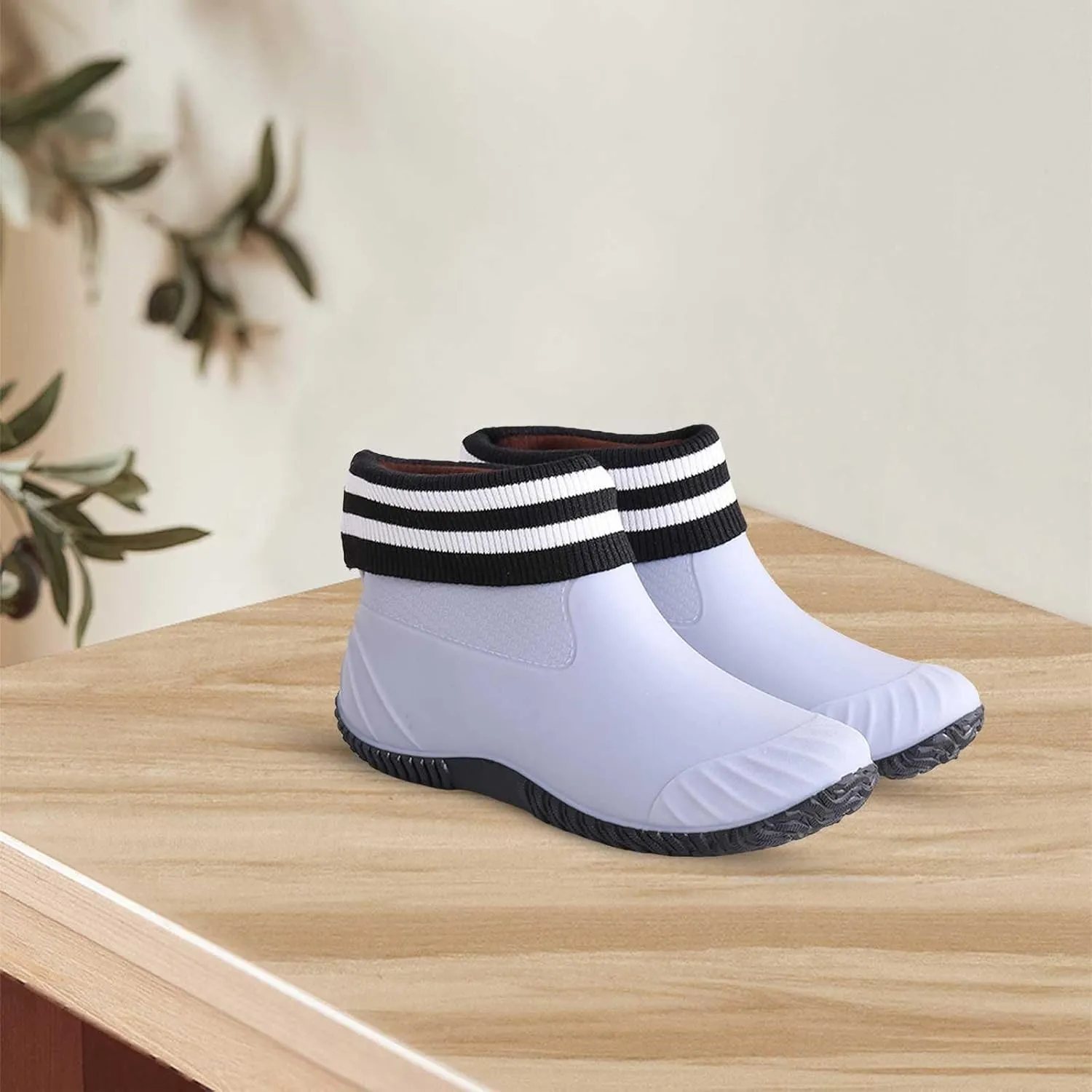 Womens Rain Boots Ankle Knit Lined Mens Grounded Footwear Booties with Heel Non Slip Work Barefoot Shoes Mens Rain Boots Slip On Non-Slip Rubber Waterproof Men's Snow Boots