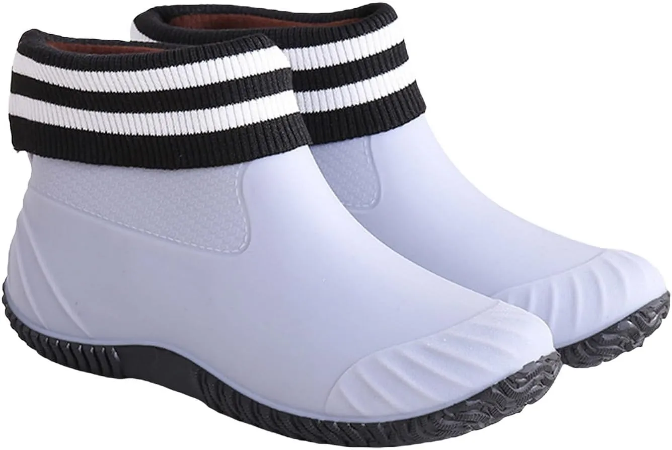 Womens Rain Boots Ankle Knit Lined Mens Grounded Footwear Booties with Heel Non Slip Work Barefoot Shoes Mens Rain Boots Slip On Non-Slip Rubber Waterproof Men's Snow Boots