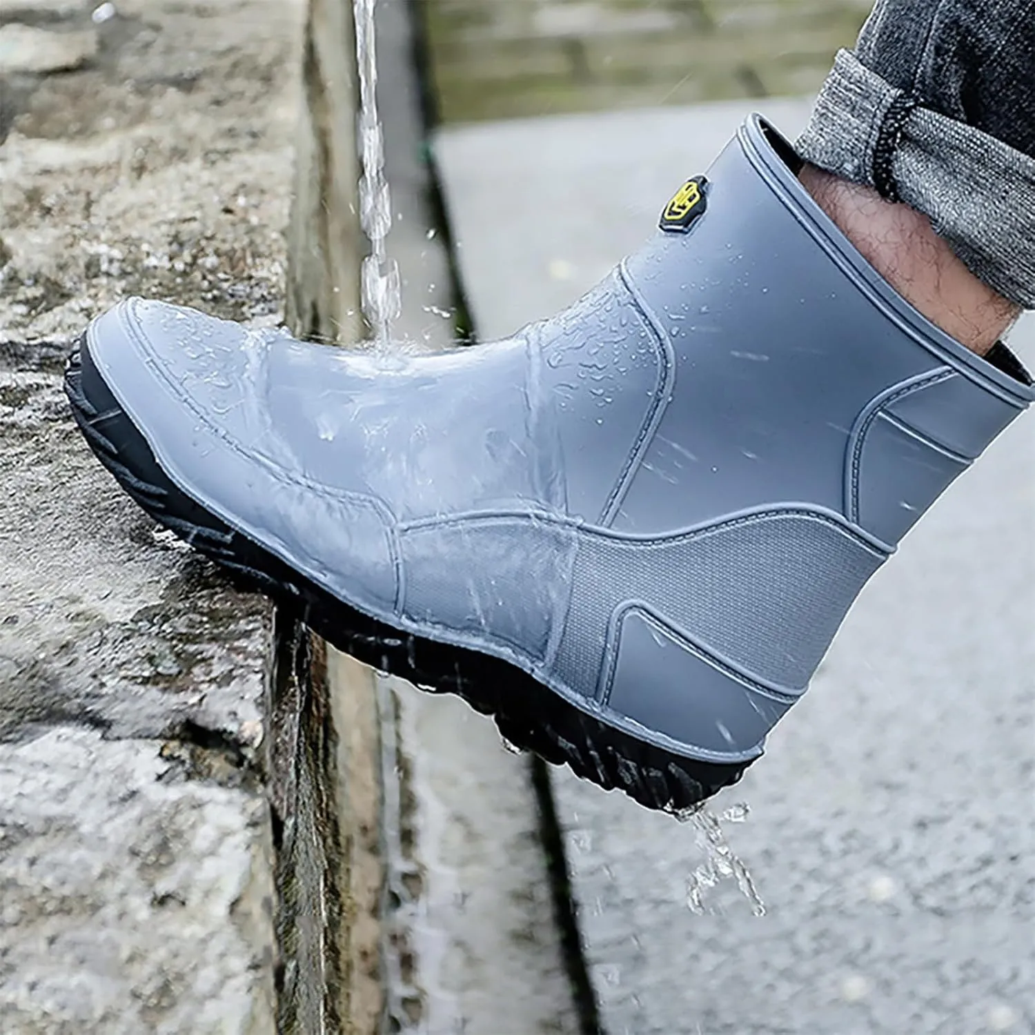 Womens Rain Boots Cute Mens Grounded Footwear Fall Booties 2024 Low Heel Slip On Barefoot Shoes Flat Garden Shoes for Women Waterproof Slip-On Knee High Boots