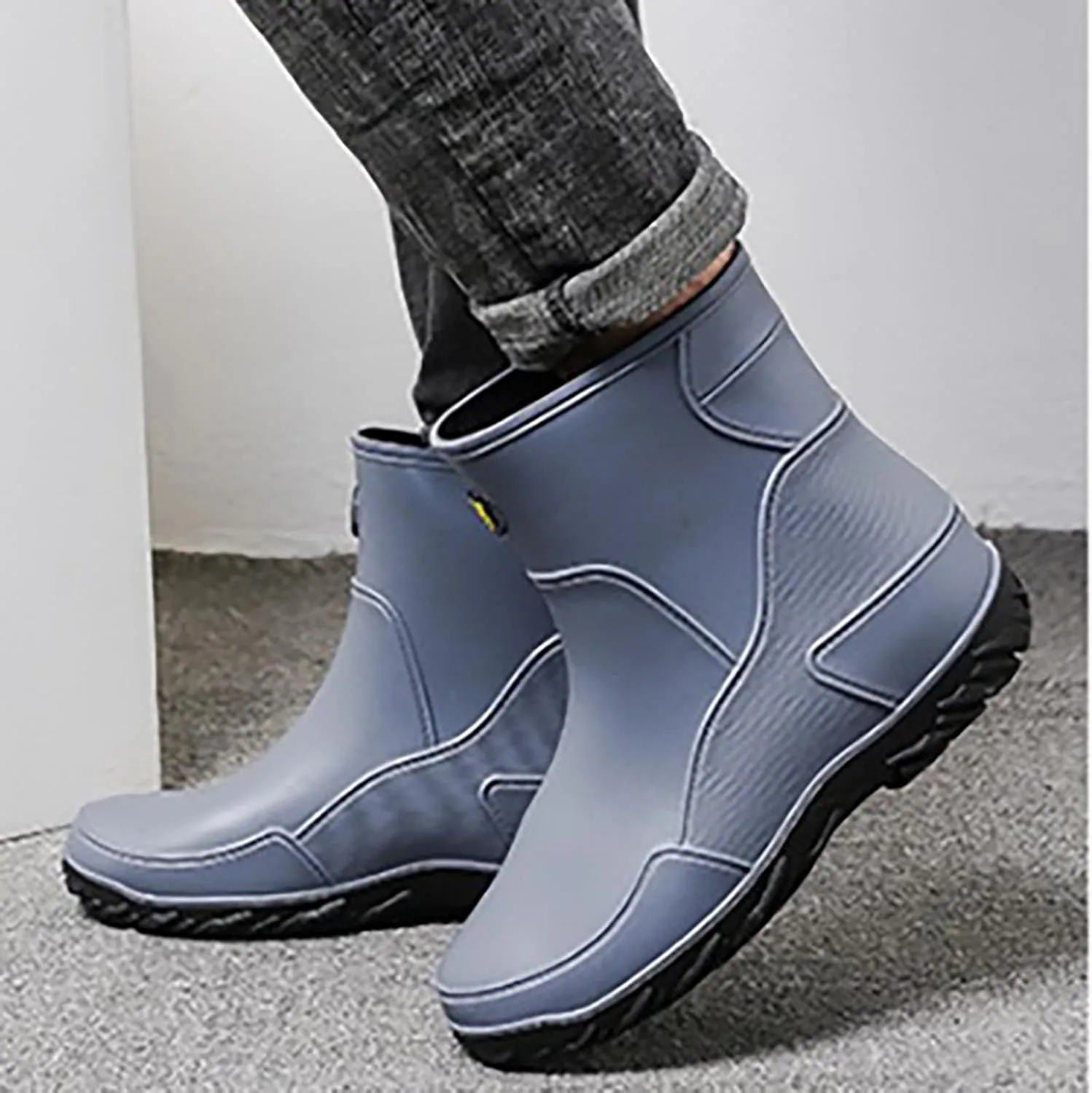 Womens Rain Boots Cute Mens Grounded Footwear Fall Booties 2024 Low Heel Slip On Barefoot Shoes Flat Garden Shoes for Women Waterproof Slip-On Knee High Boots