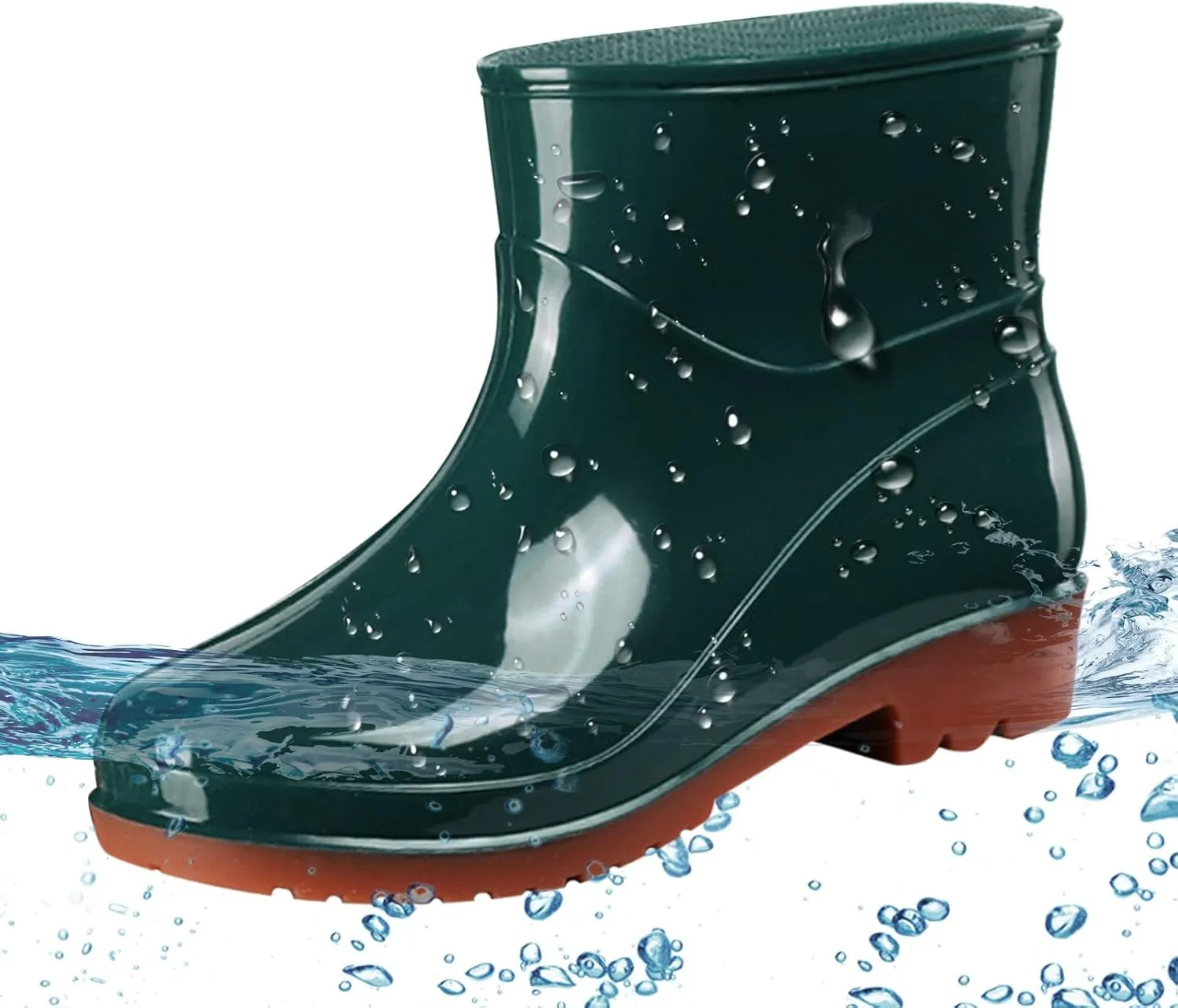 Womens Rain Boots Wide Mens Grounded Footwear Boots Ankle Booties Heels Non Slip Work Barefoot Shoes Mid Calf Rain Boots for Women,Waterproof Garden Knee High Boots