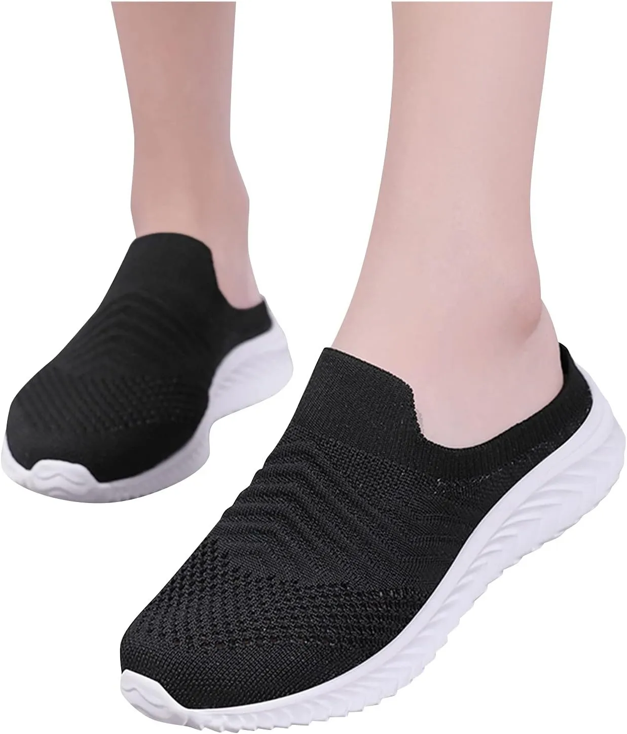 Women's Slip-on Mule Sneakers Lightweight Non Slip Work Shoes Women Flat Feet Men's Shoes Casual White Sneakers White Tennis Shoe White Loafers