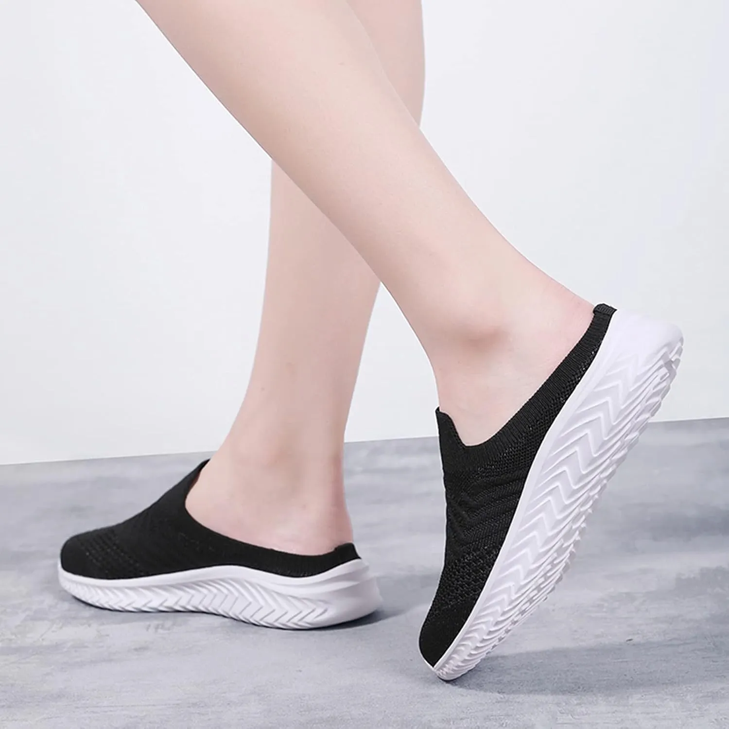 Women's Slip-on Mule Sneakers Lightweight Non Slip Work Shoes Women Flat Feet Men's Shoes Casual White Sneakers White Tennis Shoe White Loafers