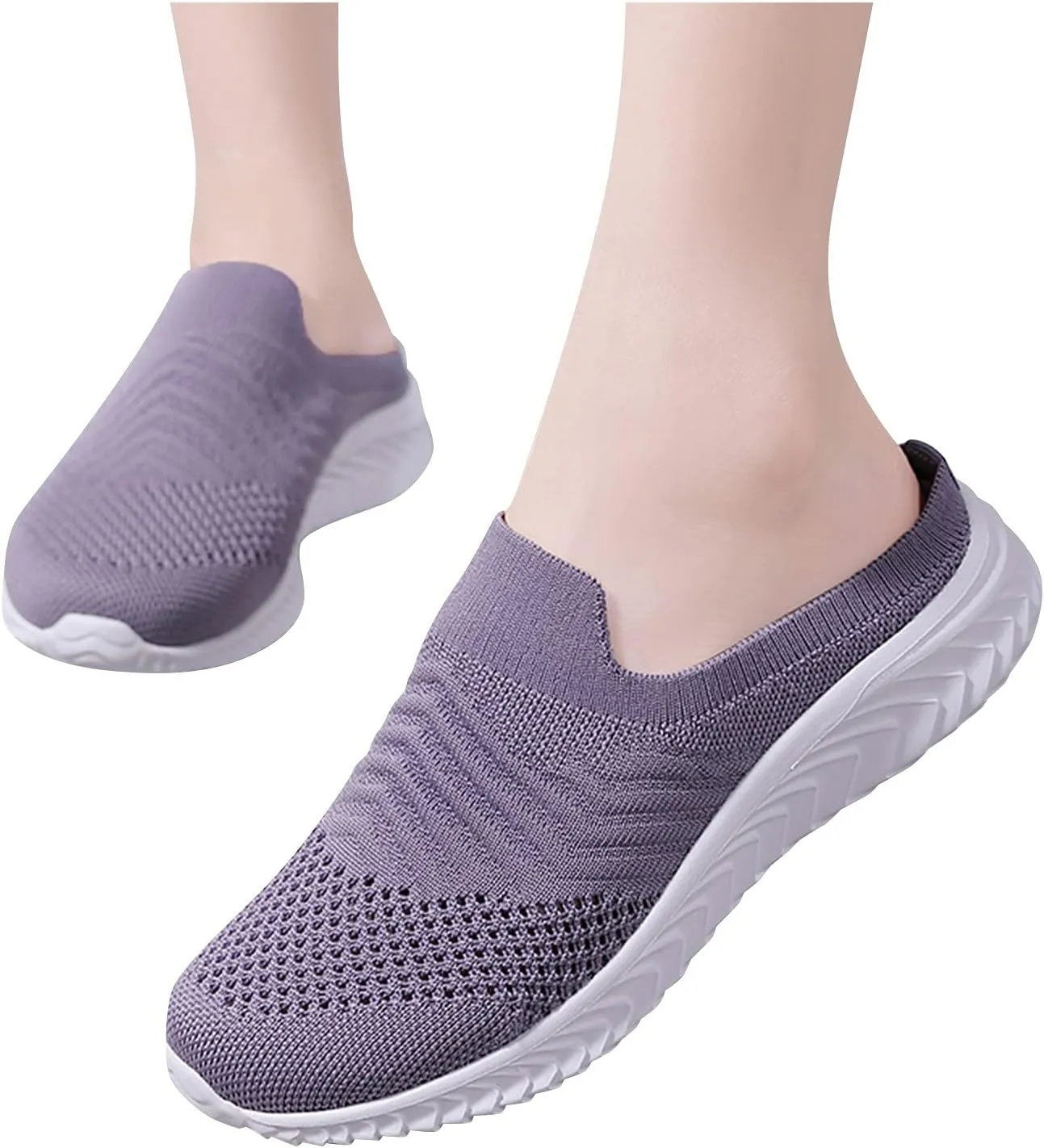 Women's Slip-on Mule Sneakers Lightweight Non Slip Work Shoes Women Flat Feet Men's Shoes Casual White Sneakers White Tennis Shoe White Loafers
