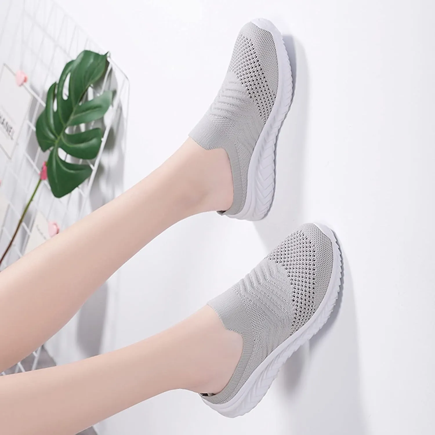 Women's Slip-on Mule Sneakers Lightweight Non Slip Work Shoes Women Flat Feet Men's Shoes Casual White Sneakers White Tennis Shoe White Loafers