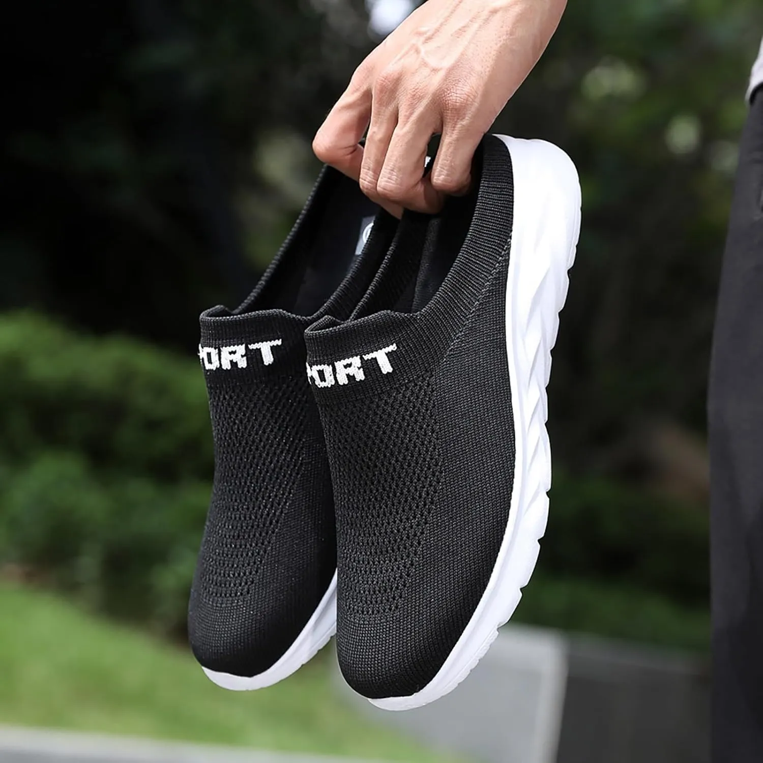 Women's Slip-on Mule Sneakers Lightweight Non Slip Work Shoes Women Flat Feet Men's Shoes Casual White Sneakers White Tennis Shoe White Loafers