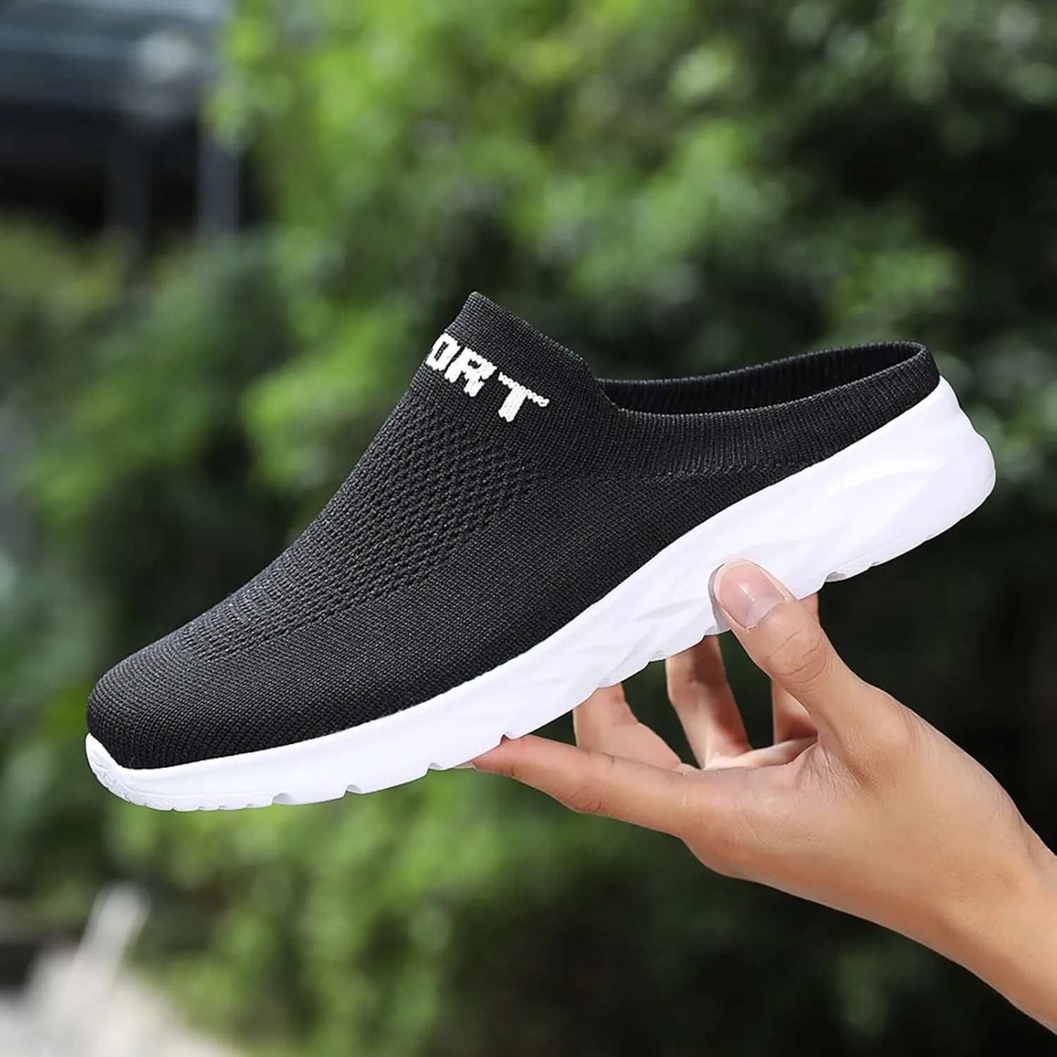 Women's Slip-on Mule Sneakers Lightweight Non Slip Work Shoes Women Flat Feet Men's Shoes Casual White Sneakers White Tennis Shoe White Loafers