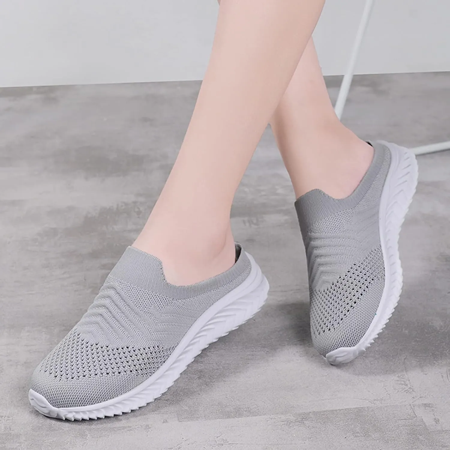 Women's Slip-on Mule Sneakers Lightweight Non Slip Work Shoes Women Flat Feet Men's Shoes Casual White Sneakers White Tennis Shoe White Loafers
