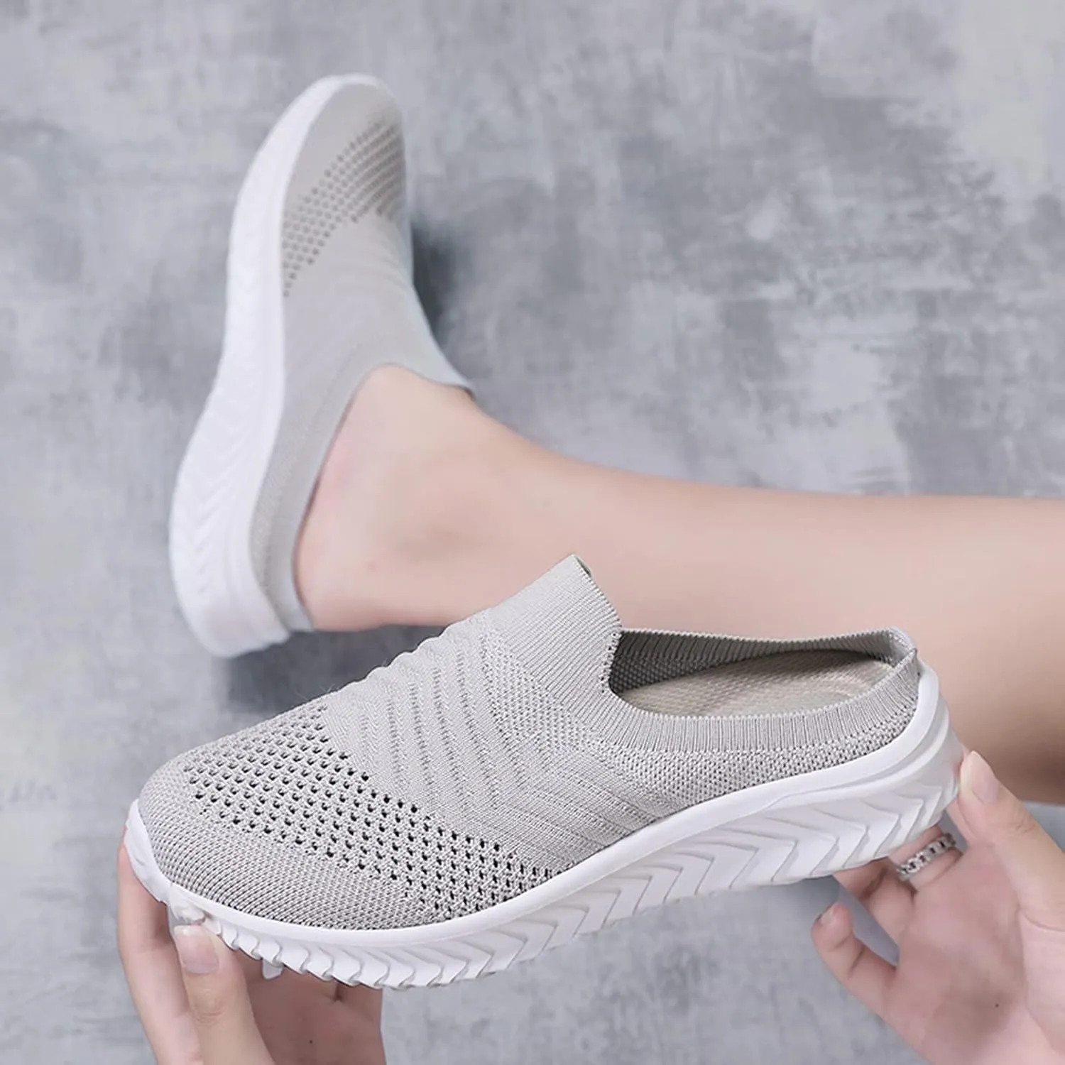 Women's Slip-on Mule Sneakers Lightweight Non Slip Work Shoes Women Flat Feet Men's Shoes Casual White Sneakers White Tennis Shoe White Loafers