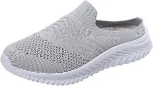 Women's Slip-on Mule Sneakers Lightweight Non Slip Work Shoes Women Flat Feet Men's Shoes Casual White Sneakers White Tennis Shoe White Loafers