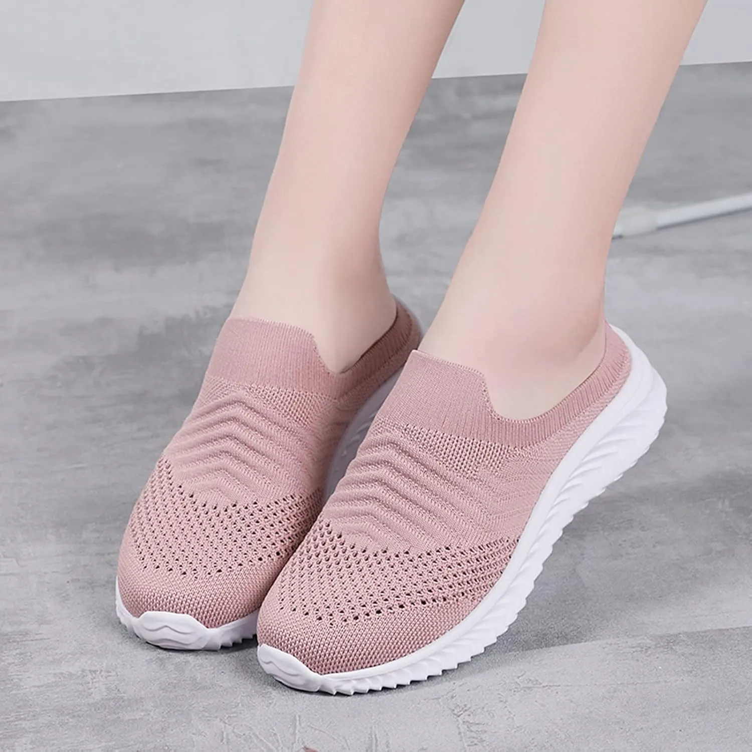 Women's Slip-on Mule Sneakers Lightweight Non Slip Work Shoes Women Flat Feet Men's Shoes Casual White Sneakers White Tennis Shoe White Loafers