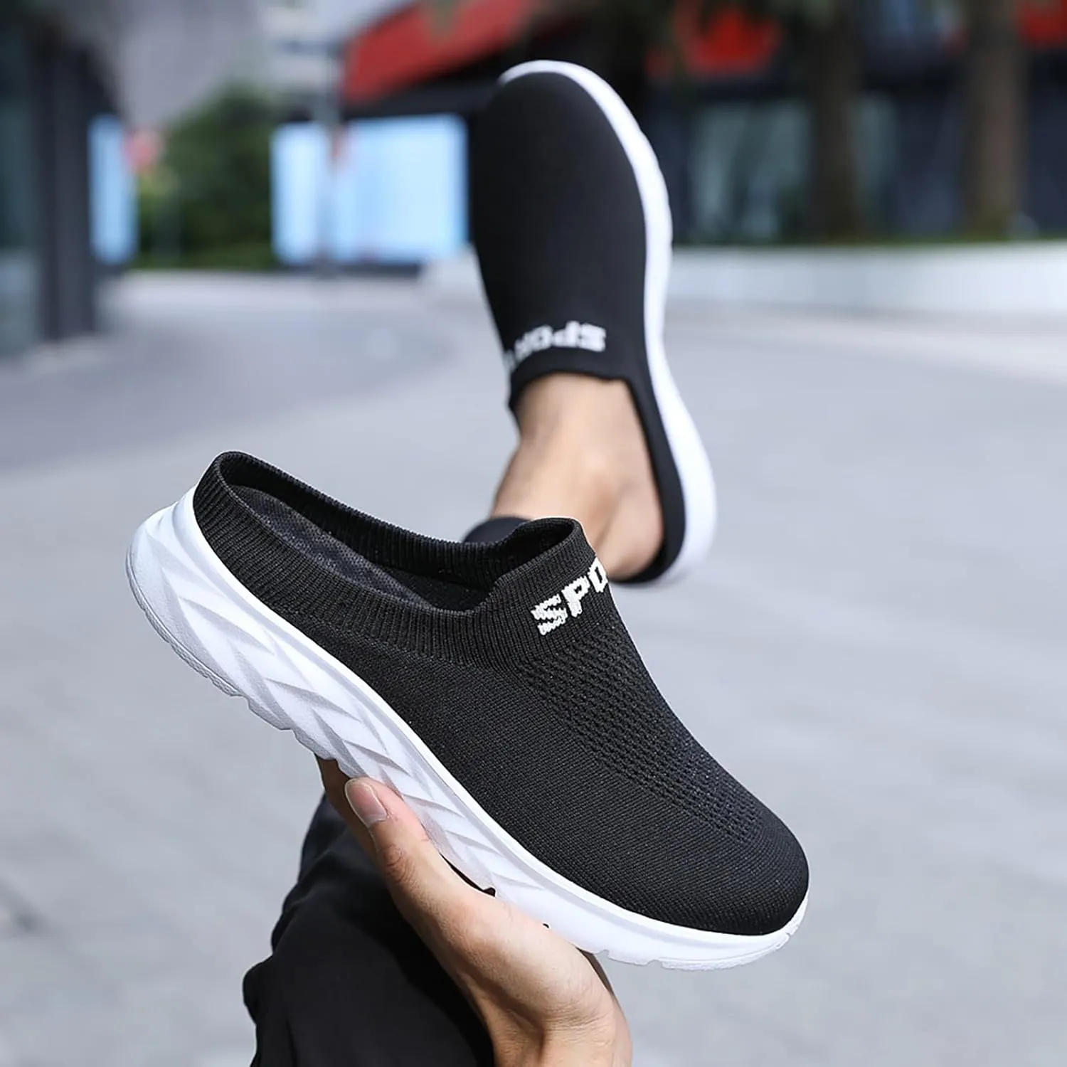 Women's Slip-on Mule Sneakers Lightweight Non Slip Work Shoes Women Flat Feet Men's Shoes Casual White Sneakers White Tennis Shoe White Loafers