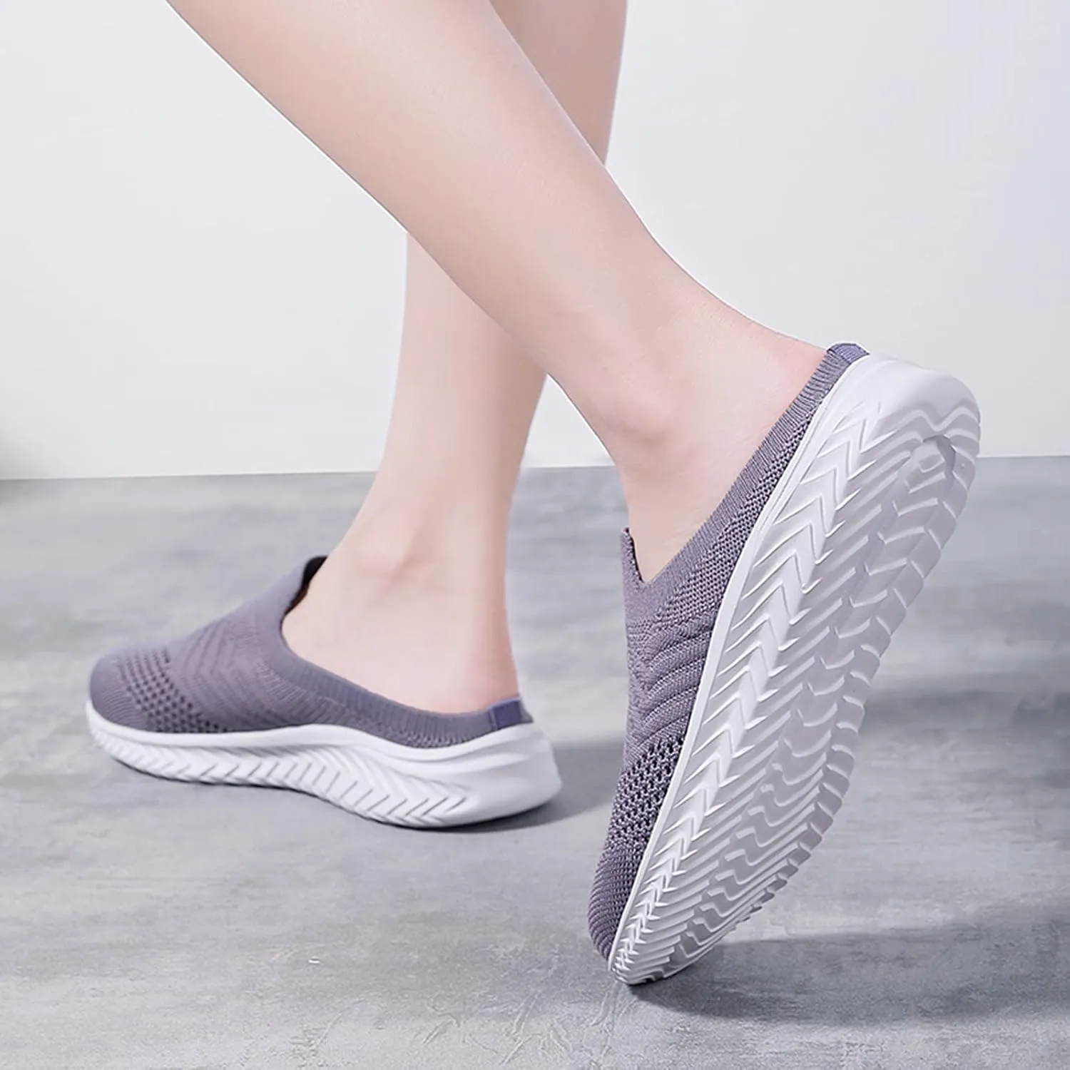 Women's Slip-on Mule Sneakers Lightweight Non Slip Work Shoes Women Flat Feet Men's Shoes Casual White Sneakers White Tennis Shoe White Loafers