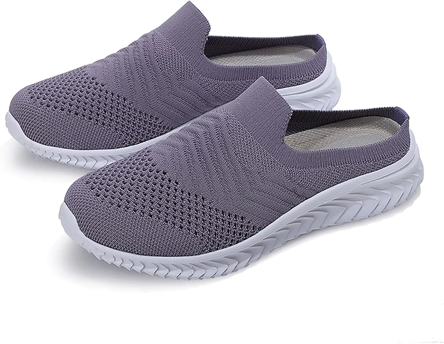 Women's Slip-on Mule Sneakers Lightweight Non Slip Work Shoes Women Flat Feet Men's Shoes Casual White Sneakers White Tennis Shoe White Loafers