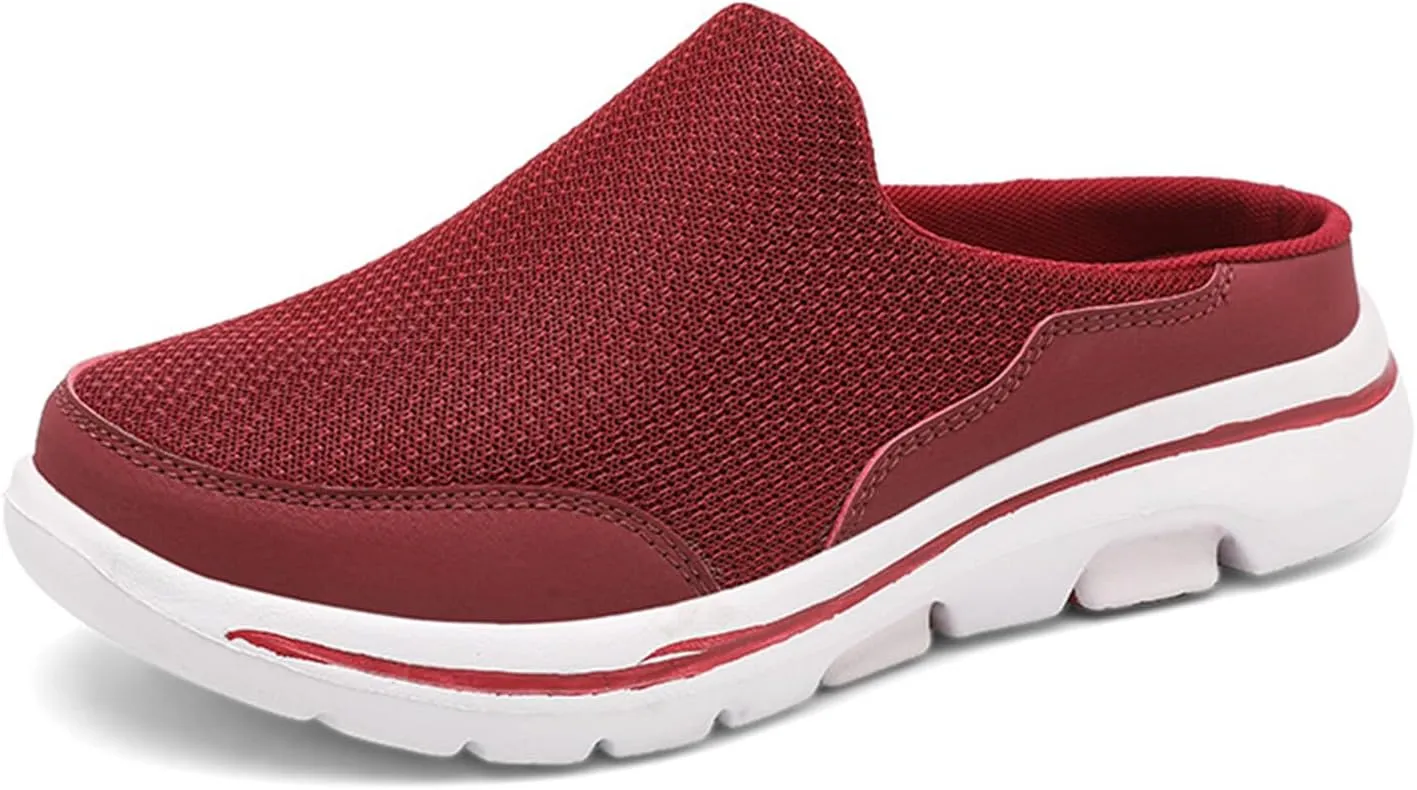 Women's Slip On Mules Casual Clog Comfort Slip-On Walking Mules Breathable Mesh Walking Mules Sneakers Open Back Slip On Shoes Breathable Slippers Closed Toe Slides