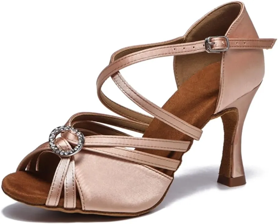 Women's Stylish Open Toe Ballroom Latin Tango Rumba Party Wedding Practice Dance Shoes