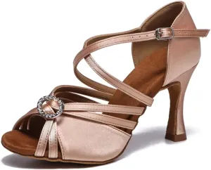 Women's Stylish Open Toe Ballroom Latin Tango Rumba Party Wedding Practice Dance Shoes