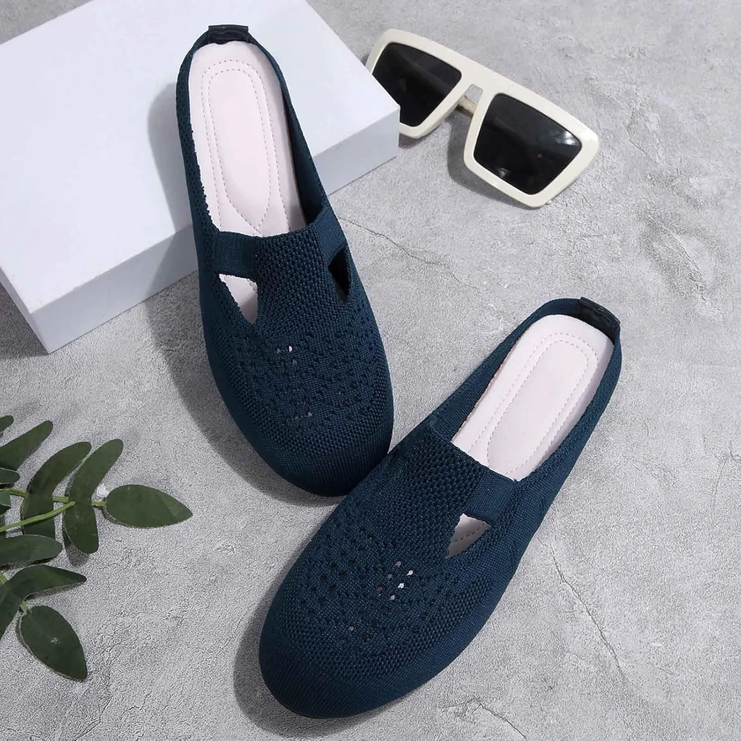 Women's Summer Slippers Comfortable Closed Toe Breathable Mesh Casual Shoes Lightweight For Daily Wear Jeans