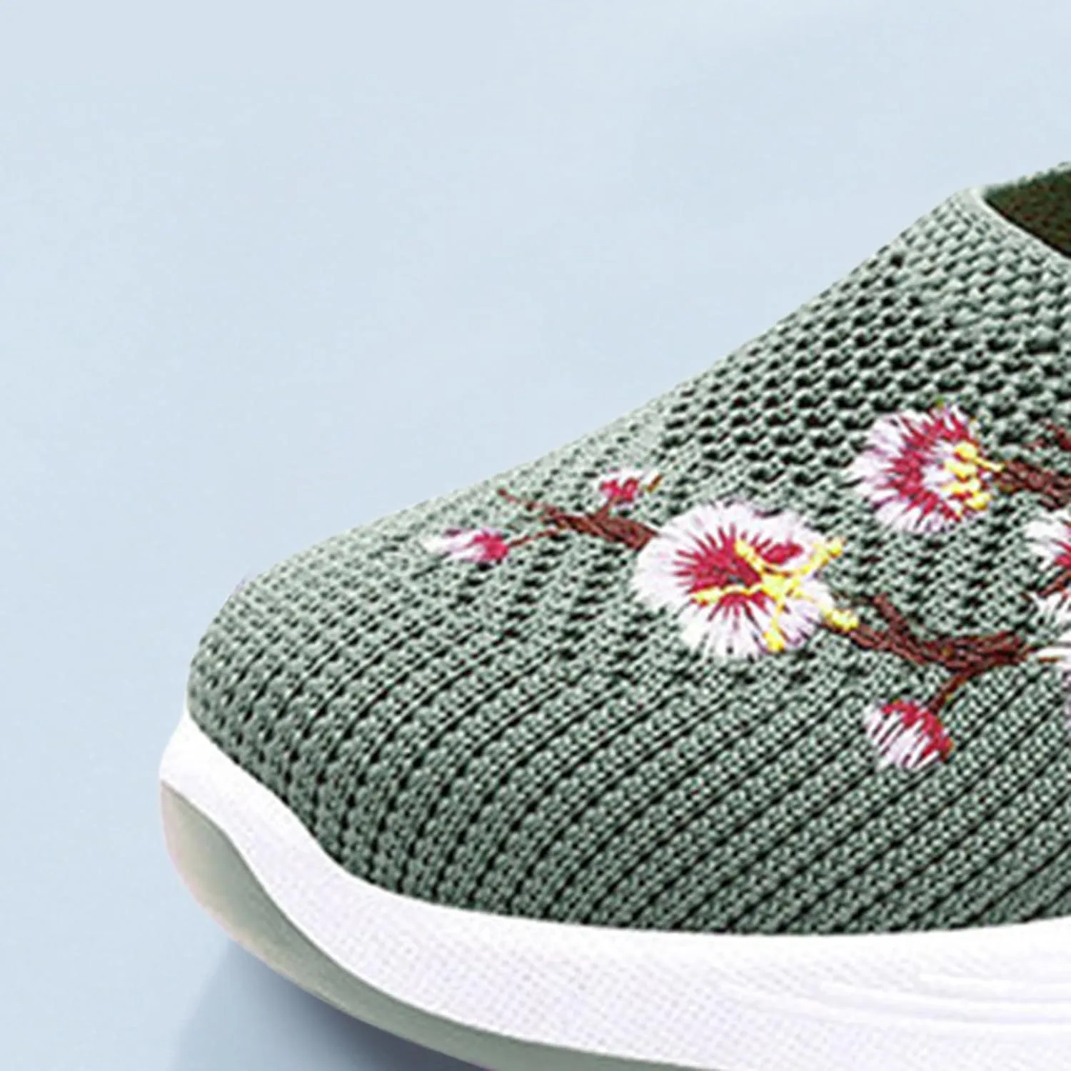 Women's Woven Orthopedic Breathable Soft Shoes Fashion Floral Embroidery Walking Shoes Comfy Platform Non Slip Work Shoe Casual Walking Sneakers