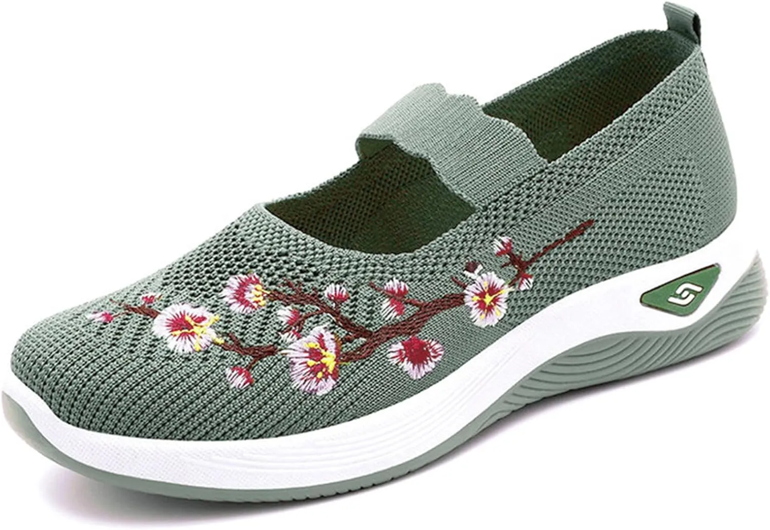 Women's Woven Orthopedic Breathable Soft Shoes Fashion Floral Embroidery Walking Shoes Comfy Platform Non Slip Work Shoe Casual Walking Sneakers