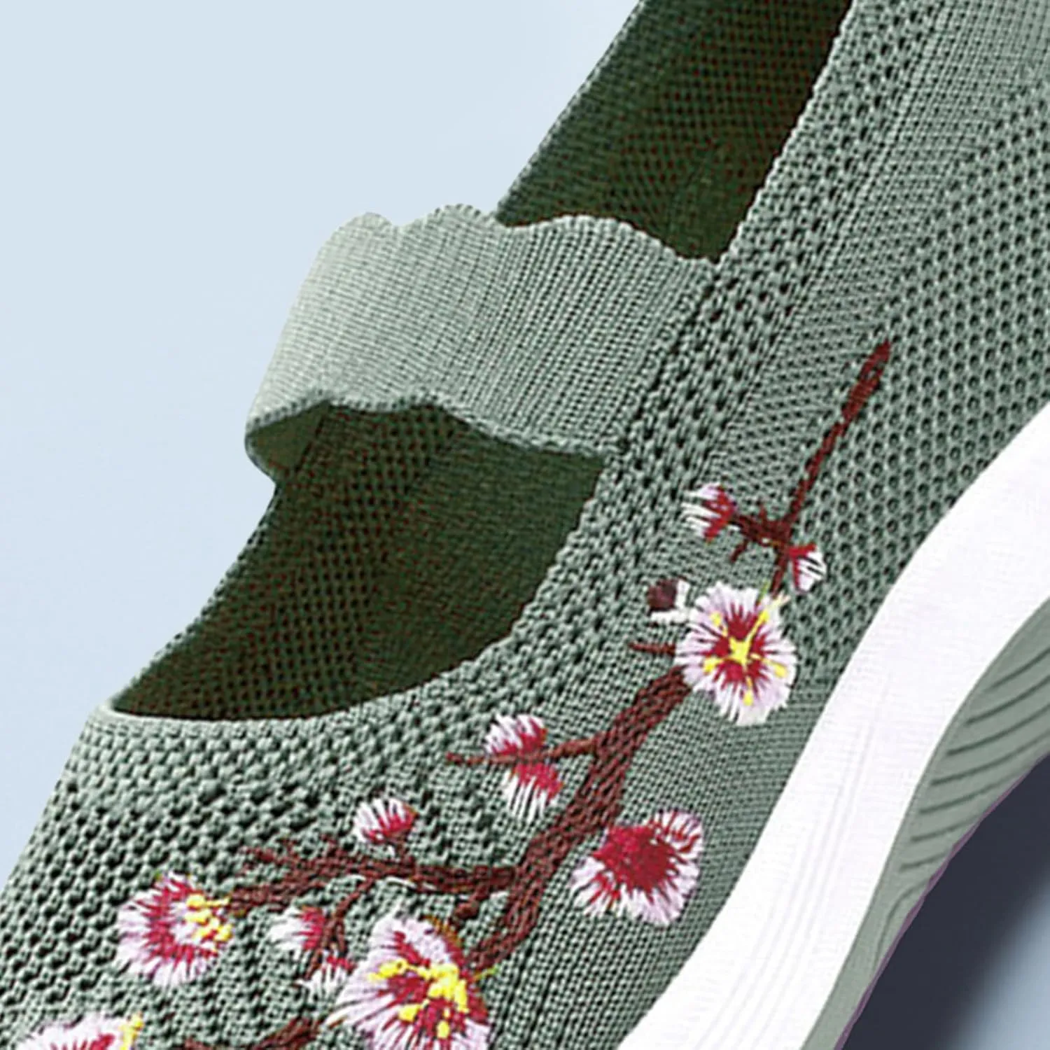 Women's Woven Orthopedic Breathable Soft Shoes Fashion Floral Embroidery Walking Shoes Comfy Platform Non Slip Work Shoe Casual Walking Sneakers