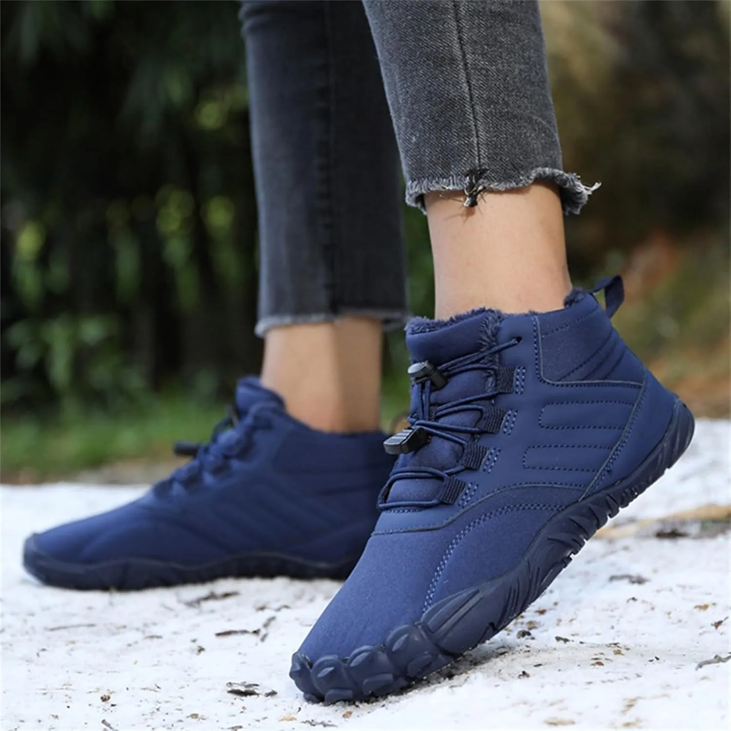 Work Boots for Men Cowboy Style Hiking Sneakers Shoes with Fur Lined Working Shoes for Women Wide Width Waterproof Platform Shoes Work Hike Grounded Footwear