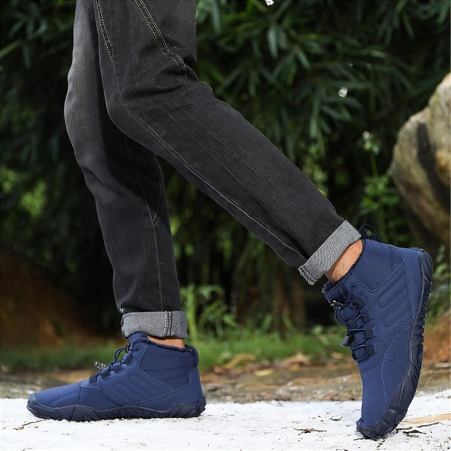 Work Boots for Men Cowboy Style Hiking Sneakers Shoes with Fur Lined Working Shoes for Women Wide Width Waterproof Platform Shoes Work Hike Grounded Footwear