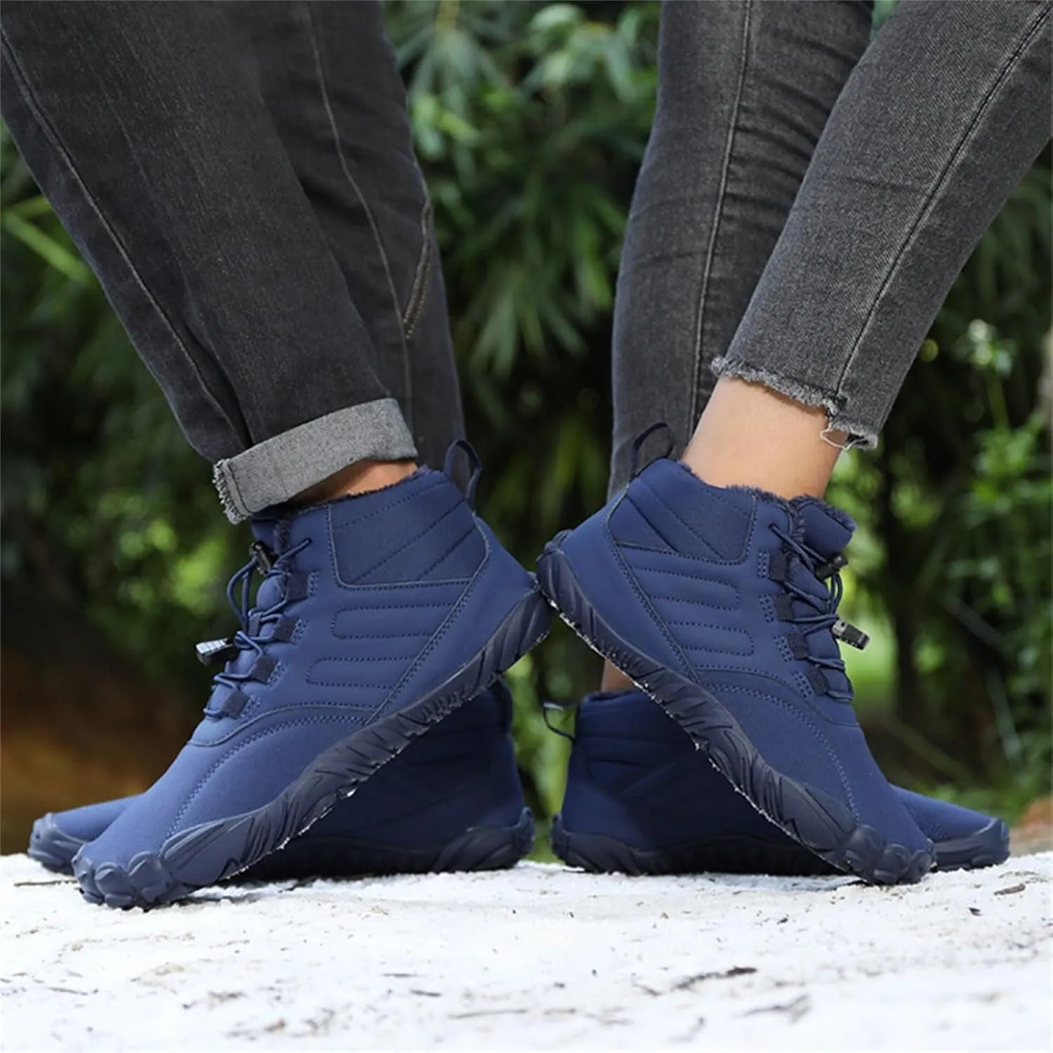 Work Boots for Men Cowboy Style Hiking Sneakers Shoes with Fur Lined Working Shoes for Women Wide Width Waterproof Platform Shoes Work Hike Grounded Footwear