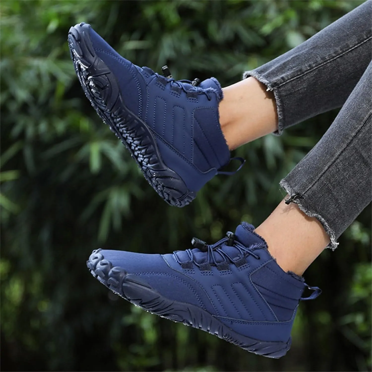 Work Boots for Men Cowboy Style Hiking Sneakers Shoes with Fur Lined Working Shoes for Women Wide Width Waterproof Platform Shoes Work Hike Grounded Footwear