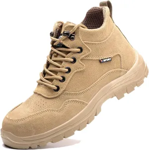 Work Boots for Men Lightweight Tactical Military Boots Suede Leather Safety Steel Toe Work shoes