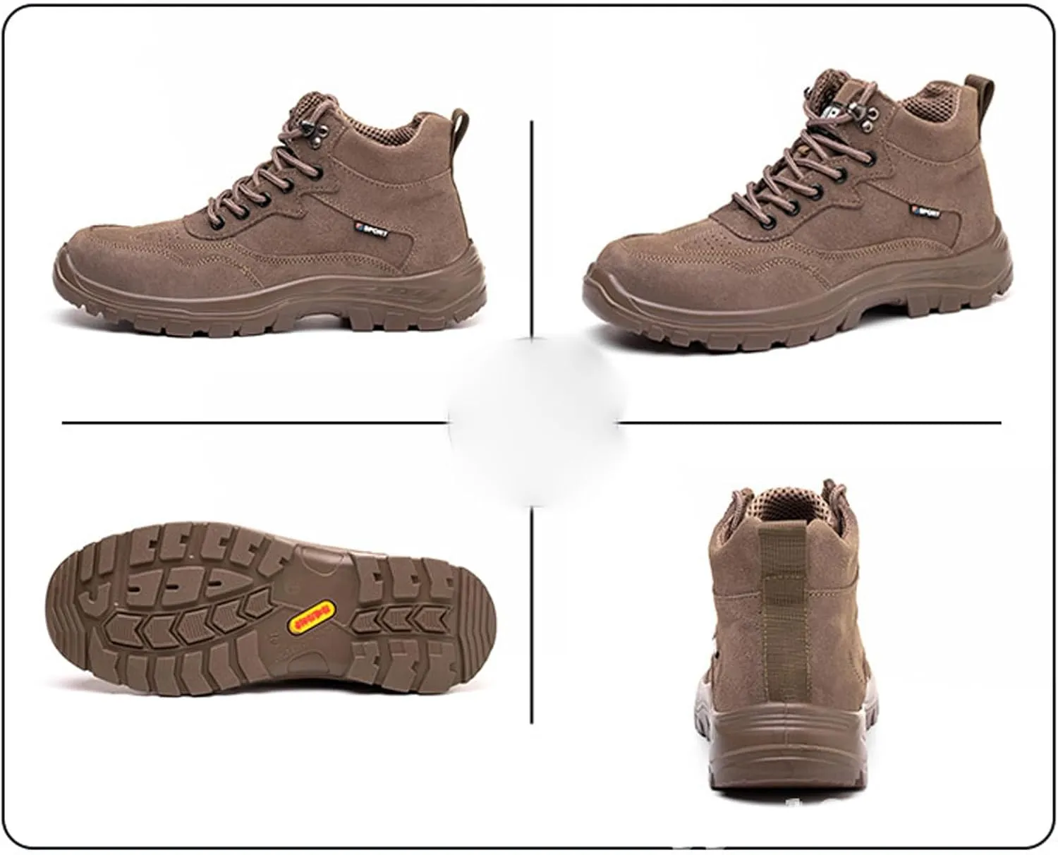 Work Boots for Men Lightweight Tactical Military Boots Suede Leather Safety Steel Toe Work shoes