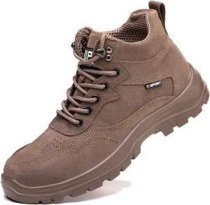 Work Boots for Men Lightweight Tactical Military Boots Suede Leather Safety Steel Toe Work shoes