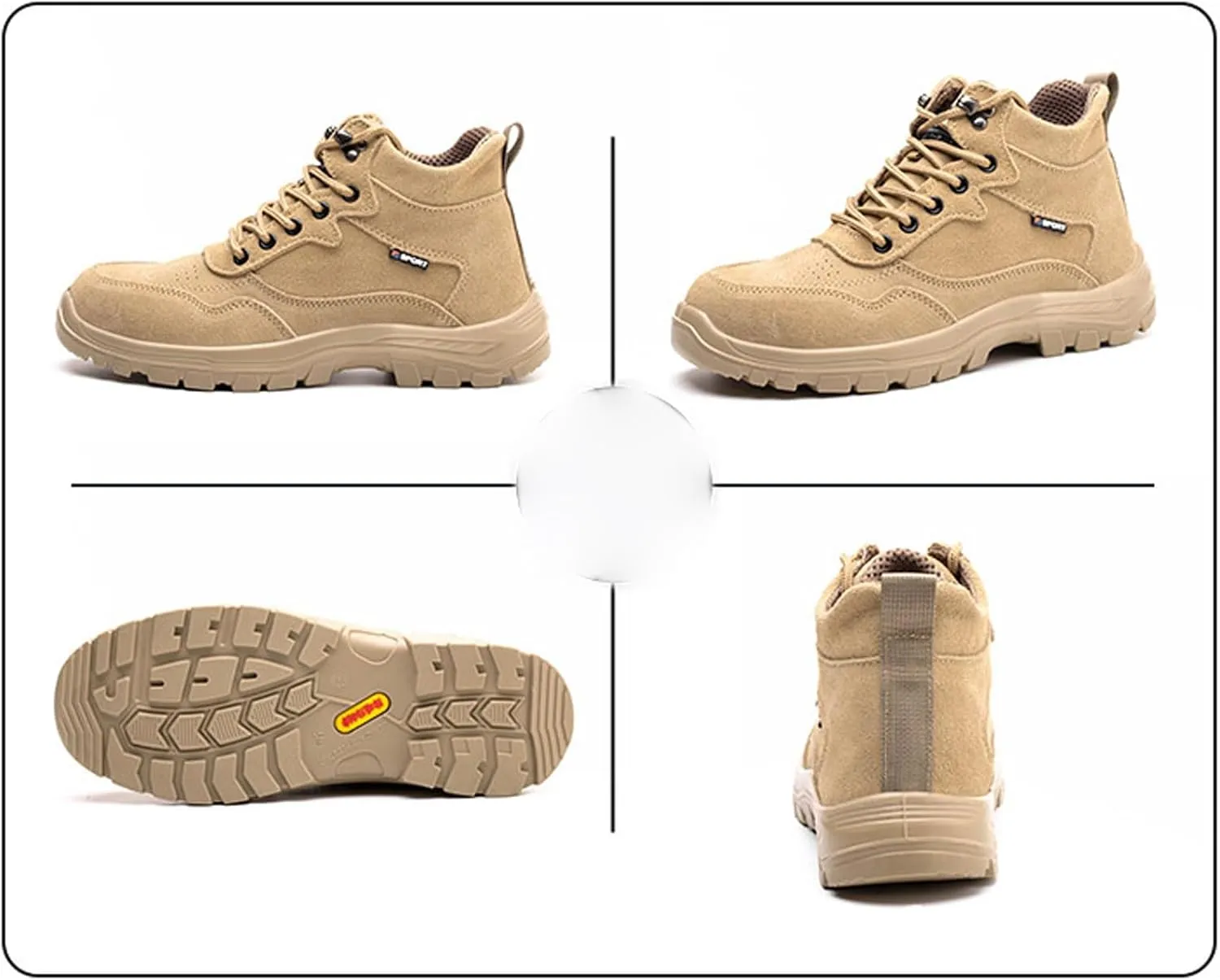Work Boots for Men Lightweight Tactical Military Boots Suede Leather Safety Steel Toe Work shoes