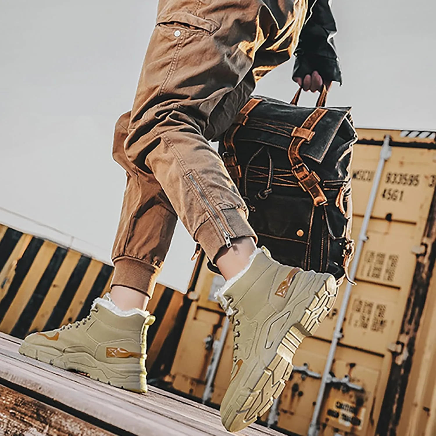 Work Boots for Men Slip On Hiking Sneakers Comfortable Warm Womens Working Shoes Business Casual Outdoor Botas Waterproof Soft Toe Work Hike Grounded Footwear