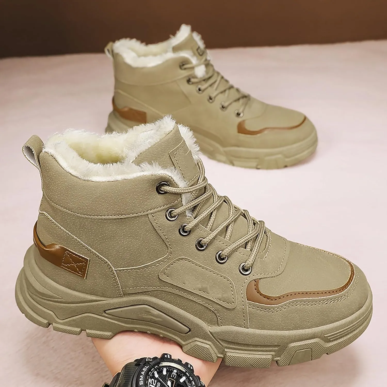 Work Boots for Men Slip On Hiking Sneakers Comfortable Warm Womens Working Shoes Business Casual Outdoor Botas Waterproof Soft Toe Work Hike Grounded Footwear