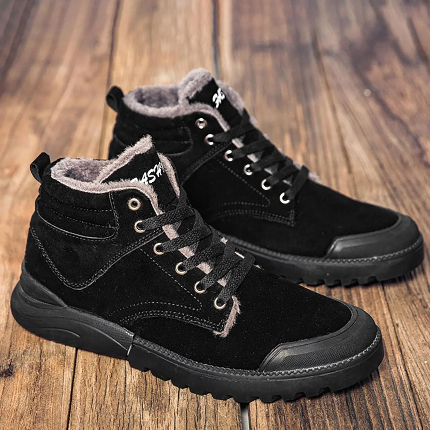 Work Boots for Men Waterproof Hiking Sneakers Zip Up Fur Lined Women's Safety Shoes Food Service Outdoor Botas Waterproof Soft Toe Work Hike Grounded Footwear