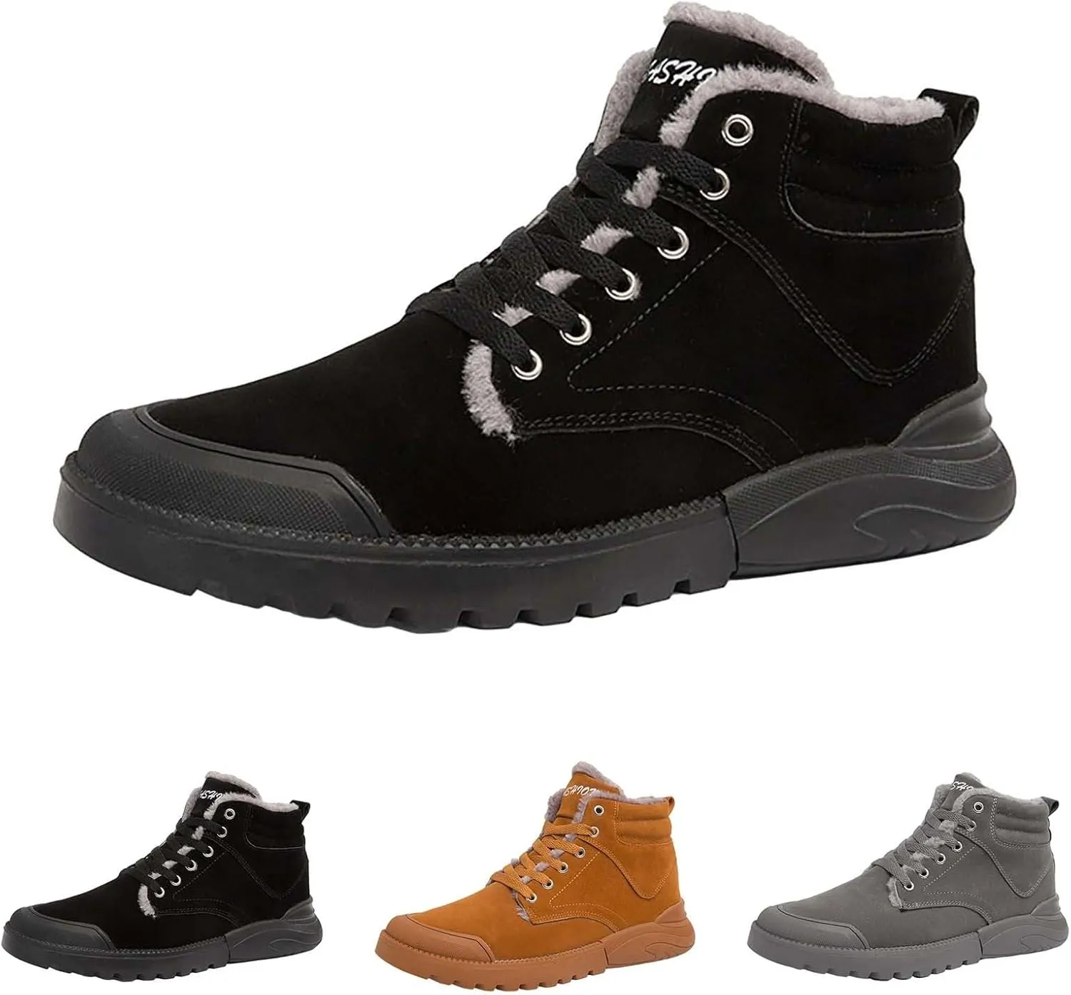 Work Boots for Men Waterproof Hiking Sneakers Zip Up Fur Lined Women's Safety Shoes Food Service Outdoor Botas Waterproof Soft Toe Work Hike Grounded Footwear